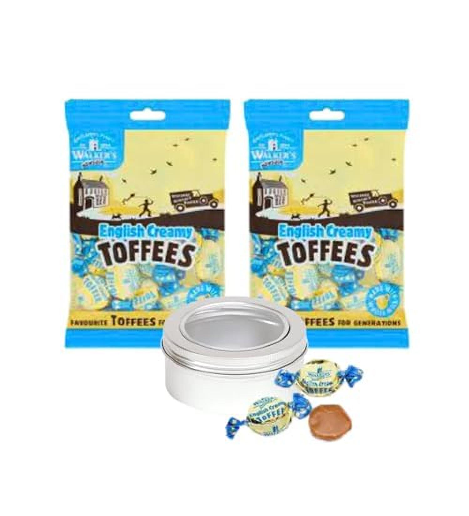 Toffee Sweets Walkers Nonsuch English Creamy Flavour x 2 Bags x 150g Each Bundle with TinTastic Silver Window Lid Refillable On-the-Go Travel Tin - Buy Online on GoSupps.com