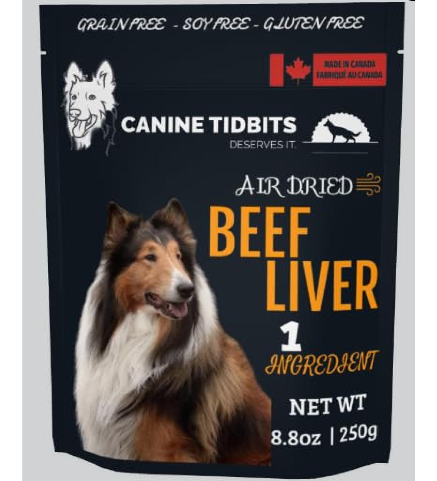 CanineTidbits Beef Liver Air Dried Dog Treats Bag I Single Ingredient 8.8 oz/ 250g - Buy Online on GoSupps.com