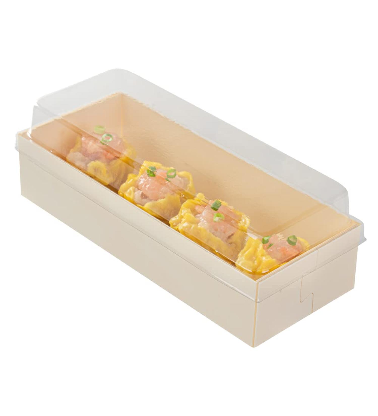 Restaurantware Taipei 7.5 Inch Rectangle Long Straight Lids - 100 Clear Plastic Lids for 18 oz Wooden Containers - Buy Online on GoSupps.com