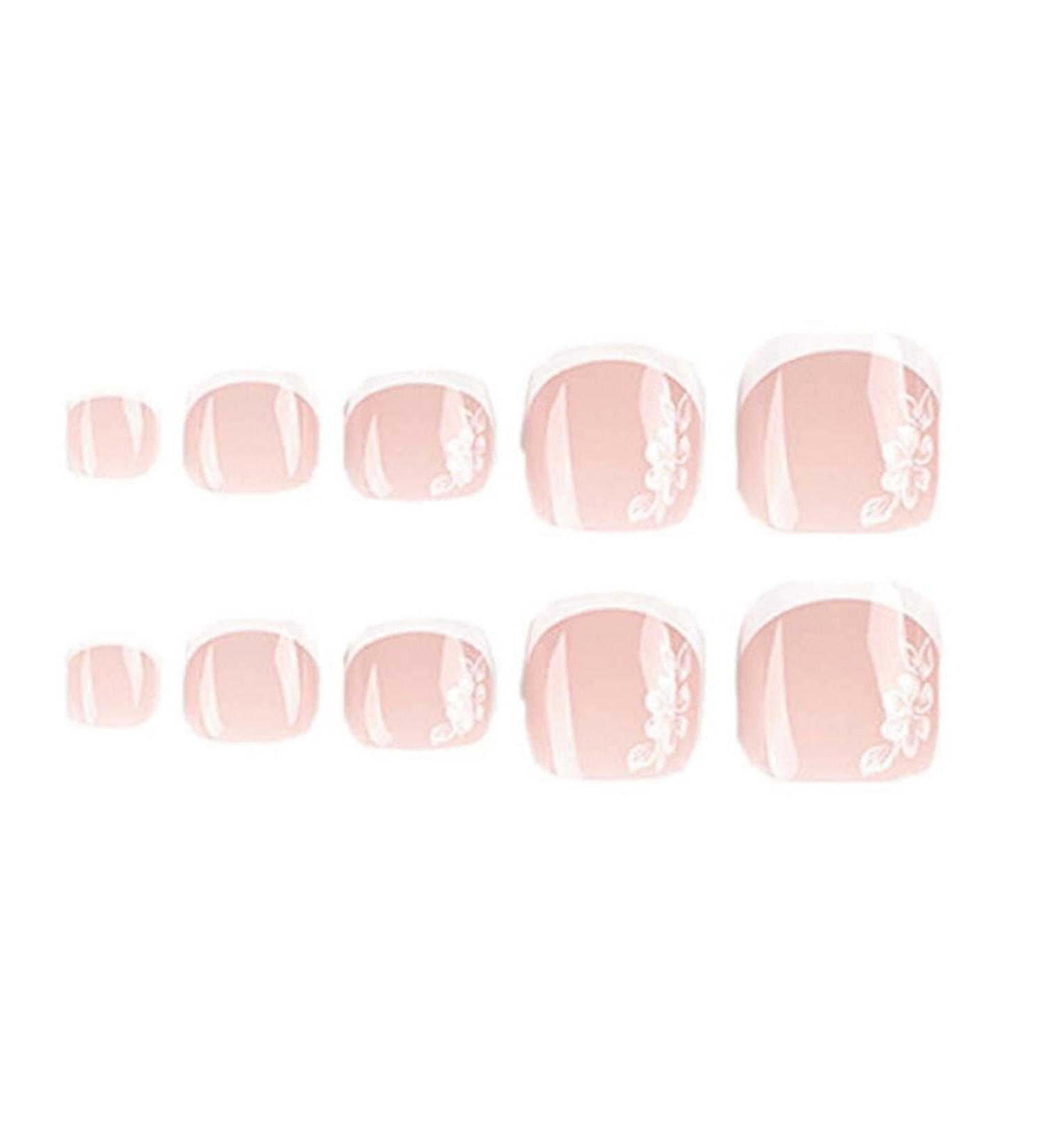 Full Cover Toenails French Tips Press On Toenails White Artificial Toenails With White Line Toenails Art Decorations Press On Toenails French False Toenails White Artificial Toenails Art Decoration - Buy Online on GoSupps.com