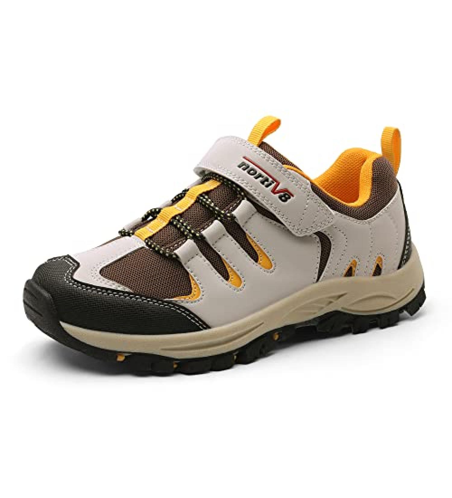 NORTIV 8 Kids Hiking Shoes - Non Slip Outdoor Sneakers for Boys and Girls, 1 Little Kid, Beige White - Buy Online on GoSupps.com
