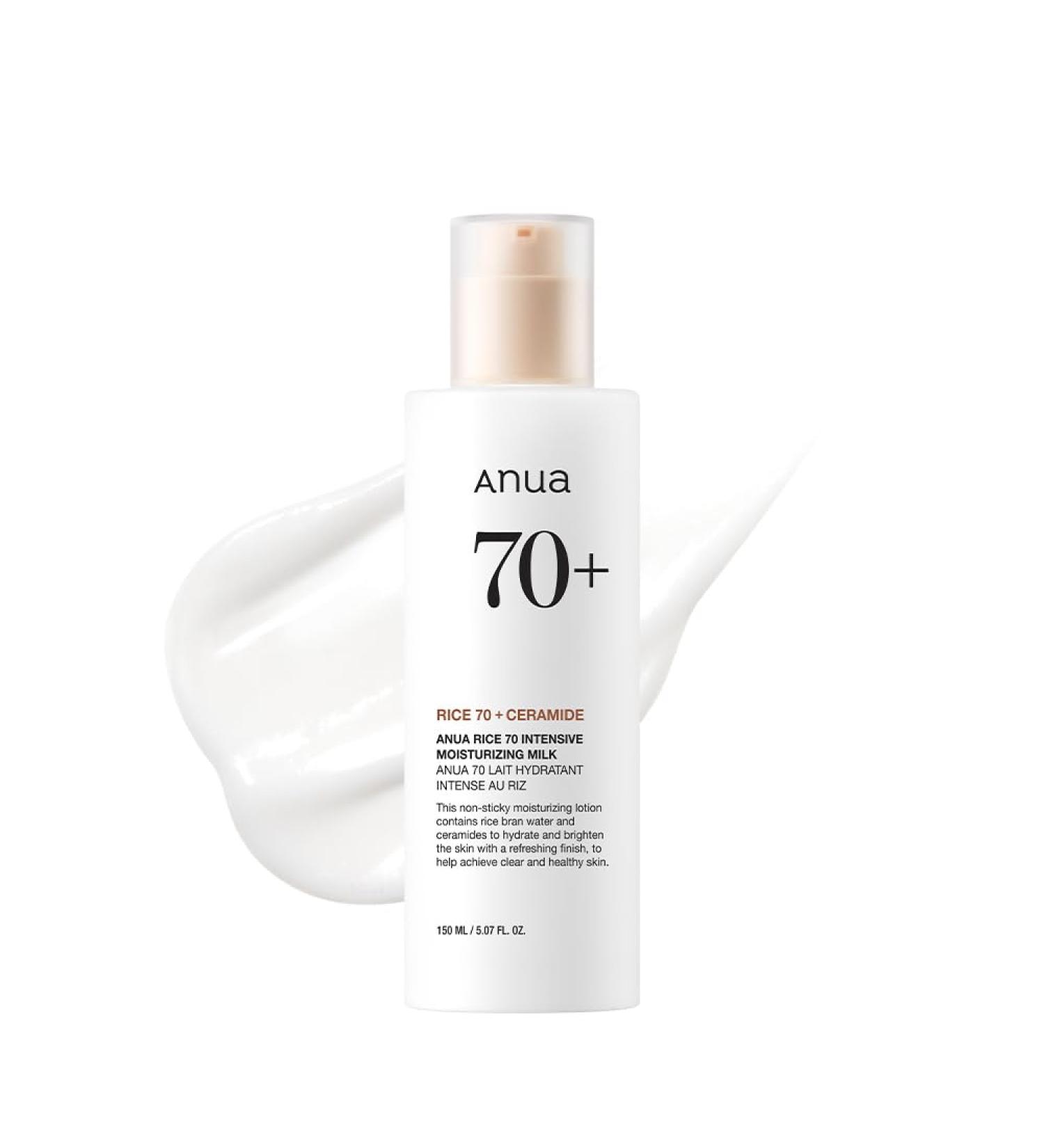 ANUA Rice 70 Intensive Moisturizing Milk | Lightweight Korean Lotion for Deep Hydration & Glowy Skin | Niacinamide & Ceramides | 150ml - Buy Online on GoSupps.com