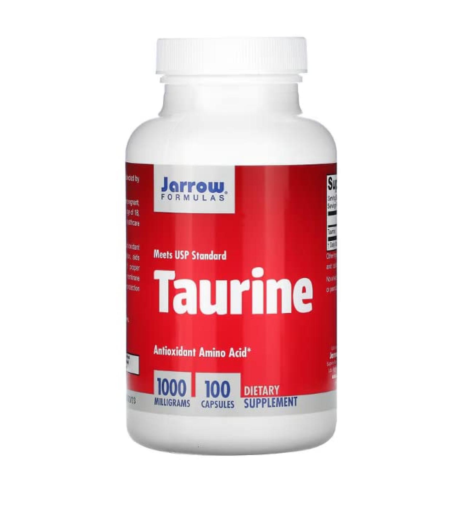 Jarrow Formulas Taurine 1000mg High Dose Capsules - Lab Tested, Gluten-Free, Non-GMO | 100 Count - Buy Online on GoSupps.com