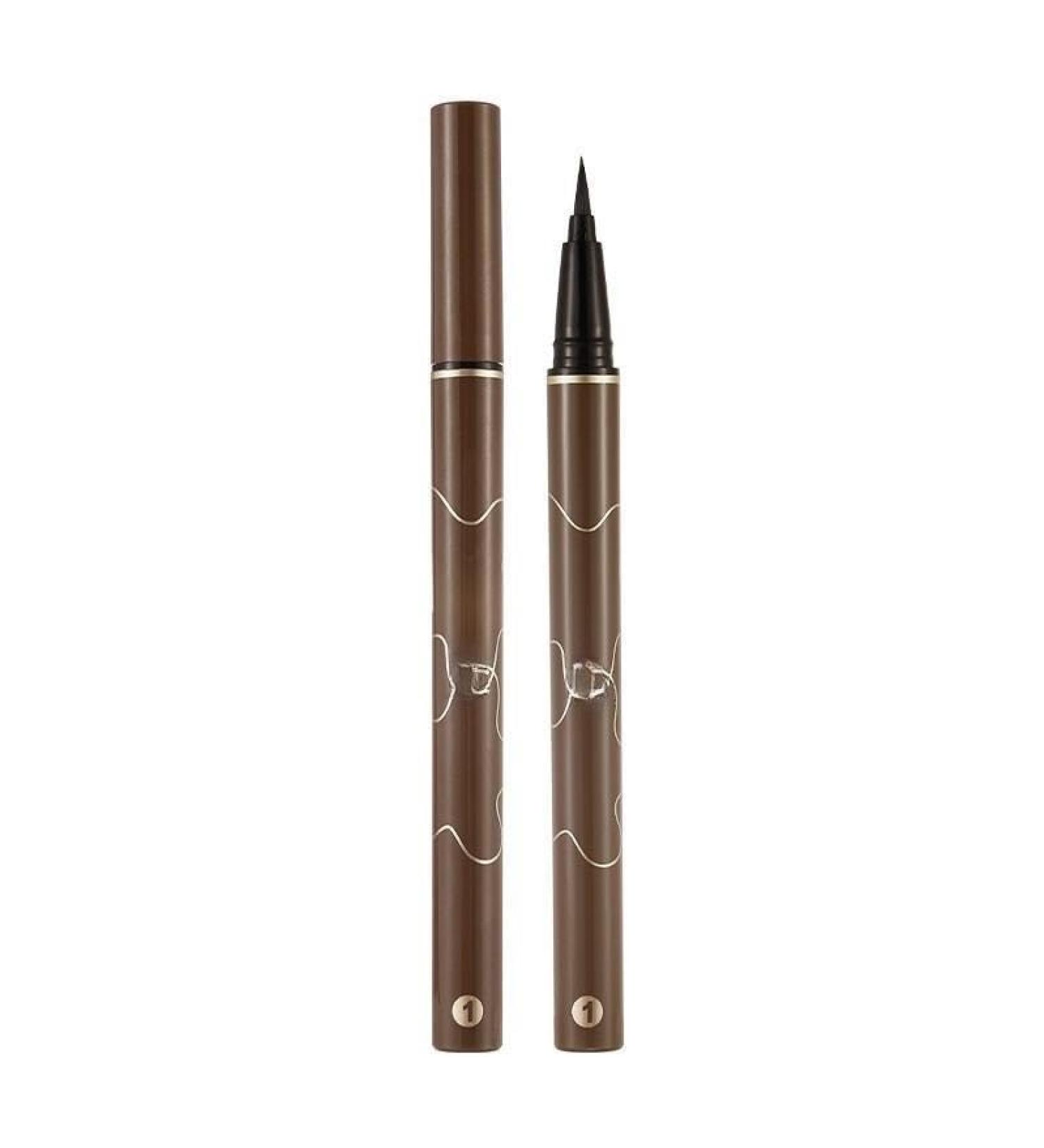 BADALO Extremely fine waterproof eyeliner. Ultra-fine long-lasting smudge-proof pink eyeliner pen for female beginners (size: 2 Dark Brown)