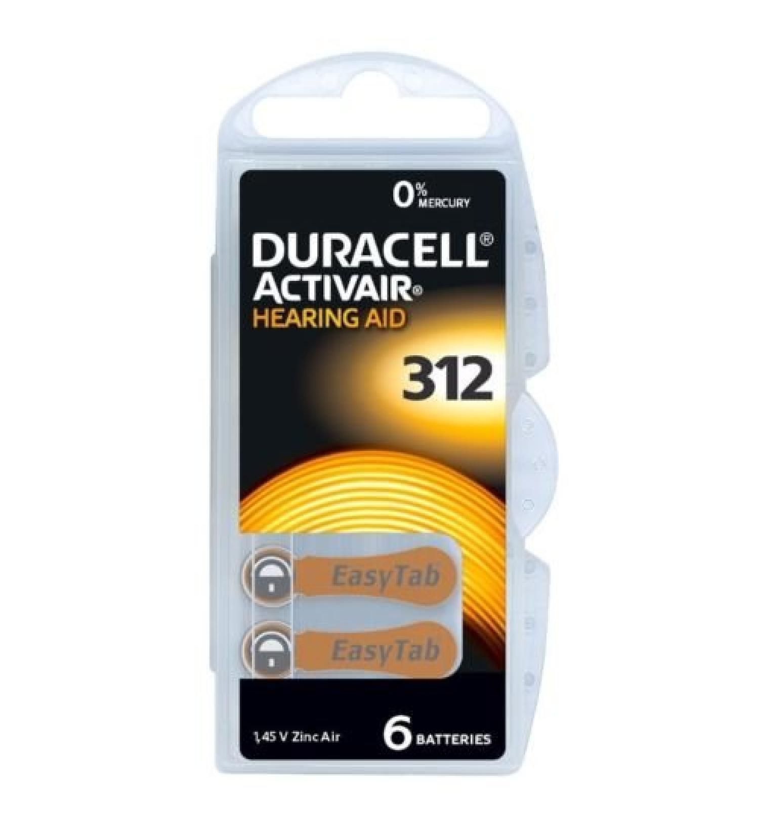 Duracell 312 Activair Hearing Aid Battery Mercury Free - 60 Cells