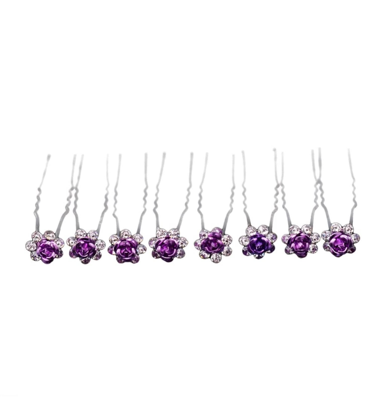 Frcolor 20pcs Wedding Bridal Rhinestone Hairpins | Beautiful Purple Crystal Flower Hair Accessories - Buy Online on GoSupps.com