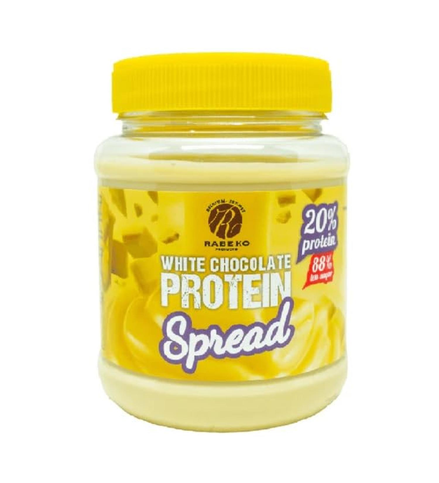 Rabeko Protein Spread White Chocolate 1 x 330 gr 20% protein and 81% less sugar than a traditional chocolate spread