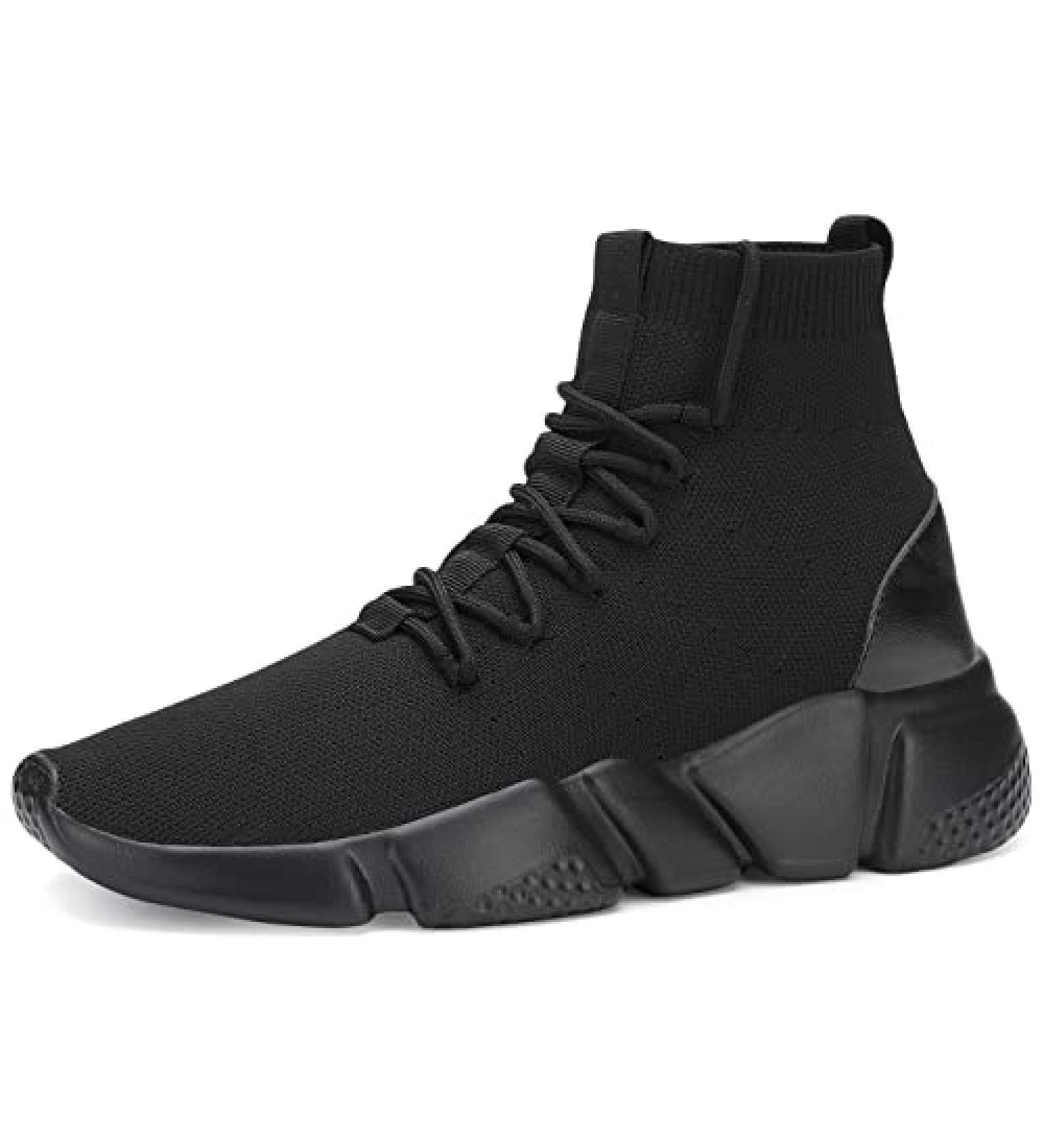 Santiro Men's Breathable Knit Slip On Sneakers - Size 10, All Black - Buy Online on GoSupps.com