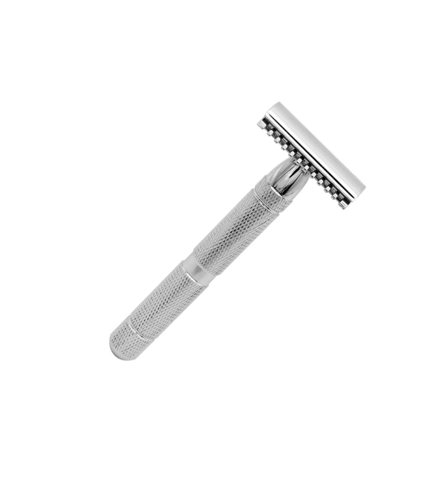 Premium Steel Double Edge Safety Razor for Men - Textured Design Solid Wood Handle Perfect for a Close Shave - 1 Count - Buy Online on GoSupps.com