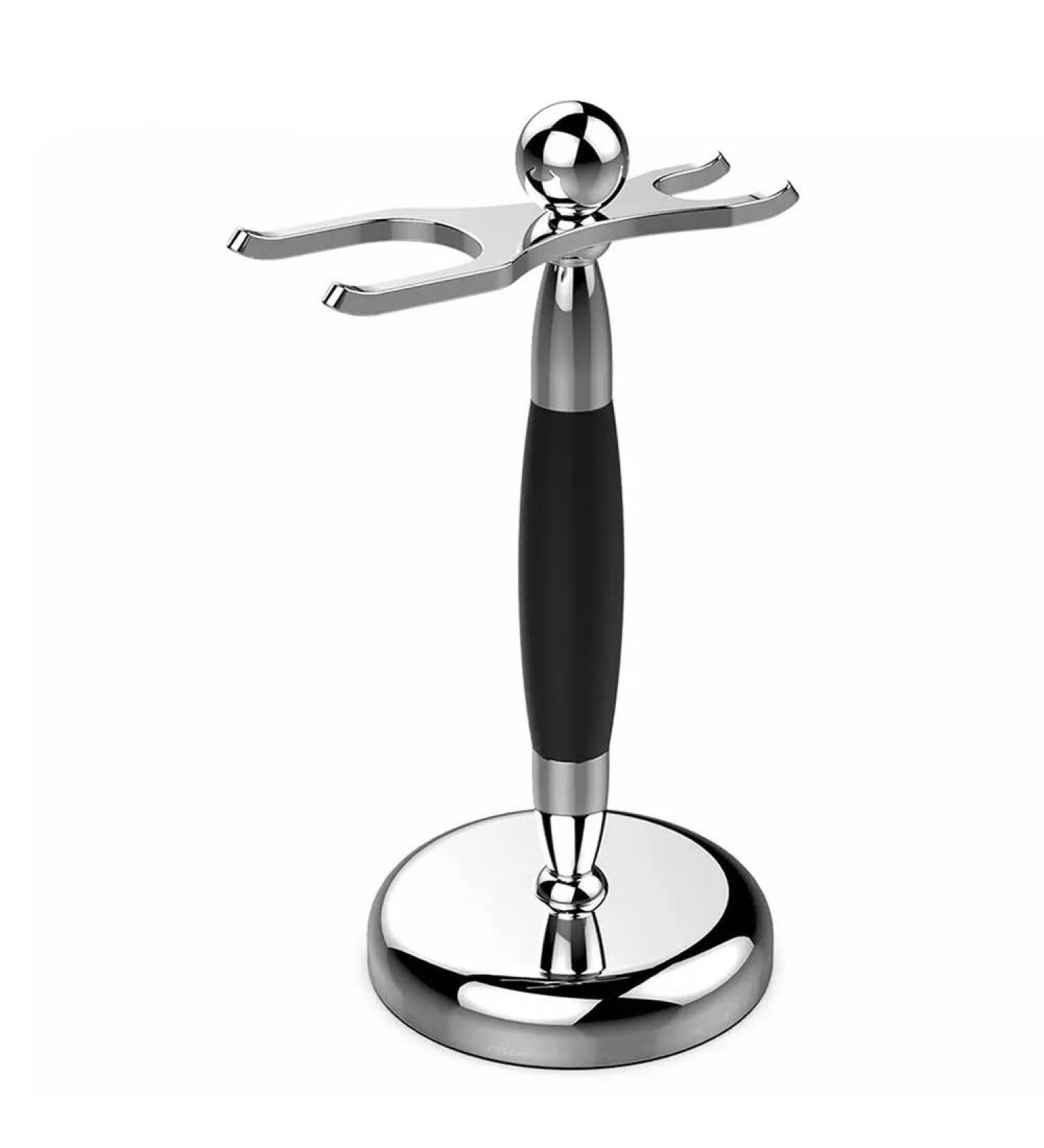 Stylish Razor Holder & Brush Stand for Men - Chrome-Plated Steel 9.5x15.5cm | Practical & Fashionable Shaving Accessory - Buy Online on GoSupps.com