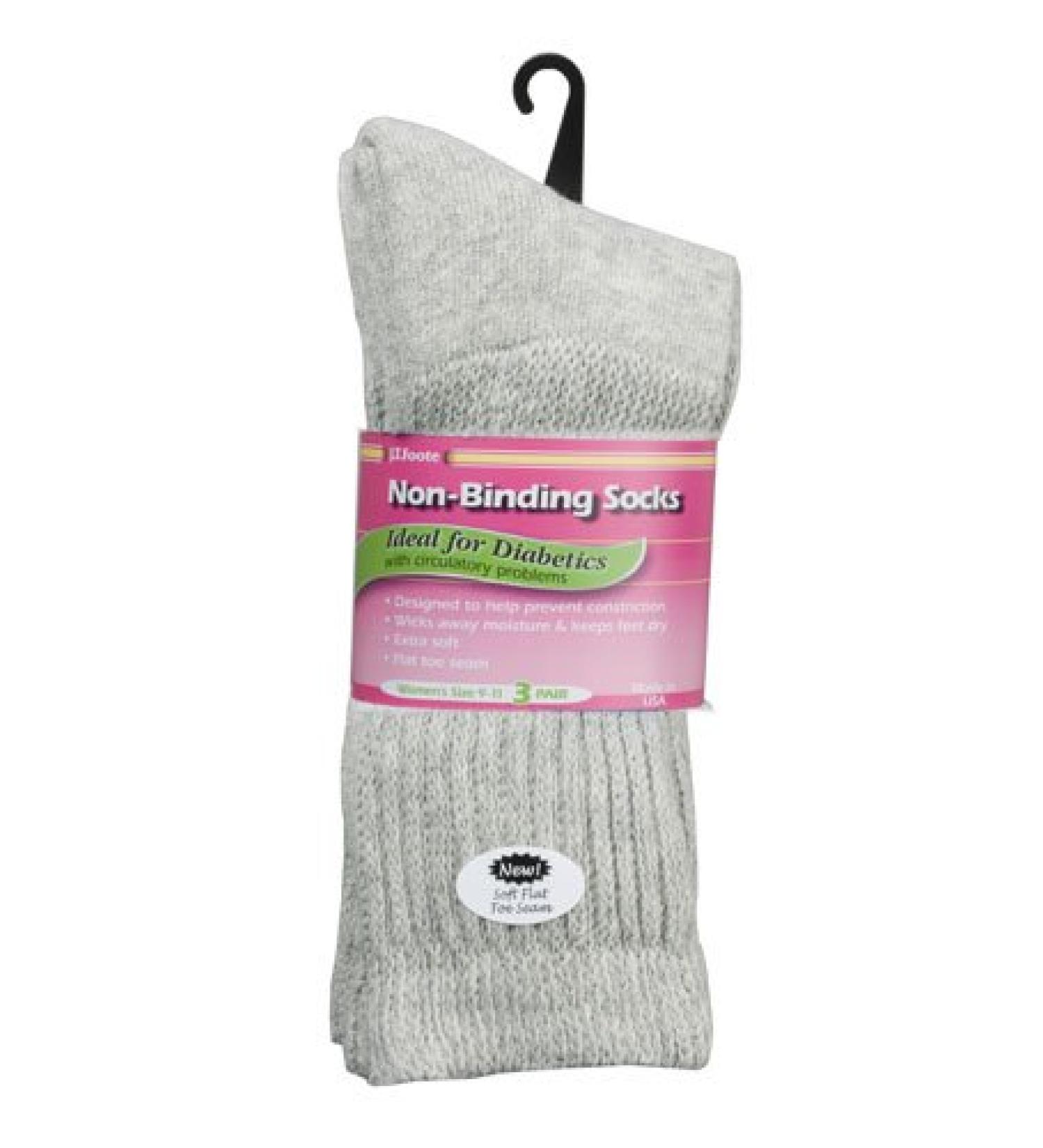 J.T. Foote - Non Binding Diabetic Socks Crew Ladies 3pk - Heather Size 9-11