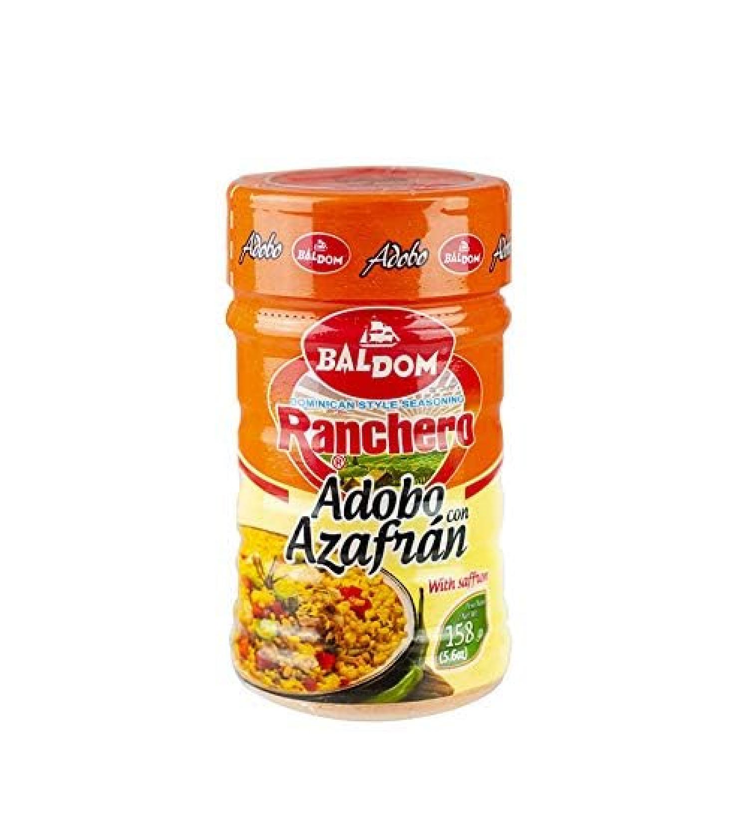 Saffron spice mix from the Dominican Republic, can 158 g - Sazon Ranchero Adobo con Azafrán BALDOM