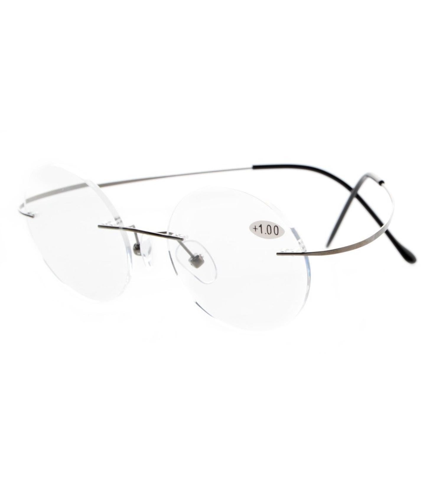 Eyekepper Titanium Rimless Round Reading Glasses - Gunmetal Circle Reader +2.5 | International Shipping Available - Buy Online on GoSupps.com