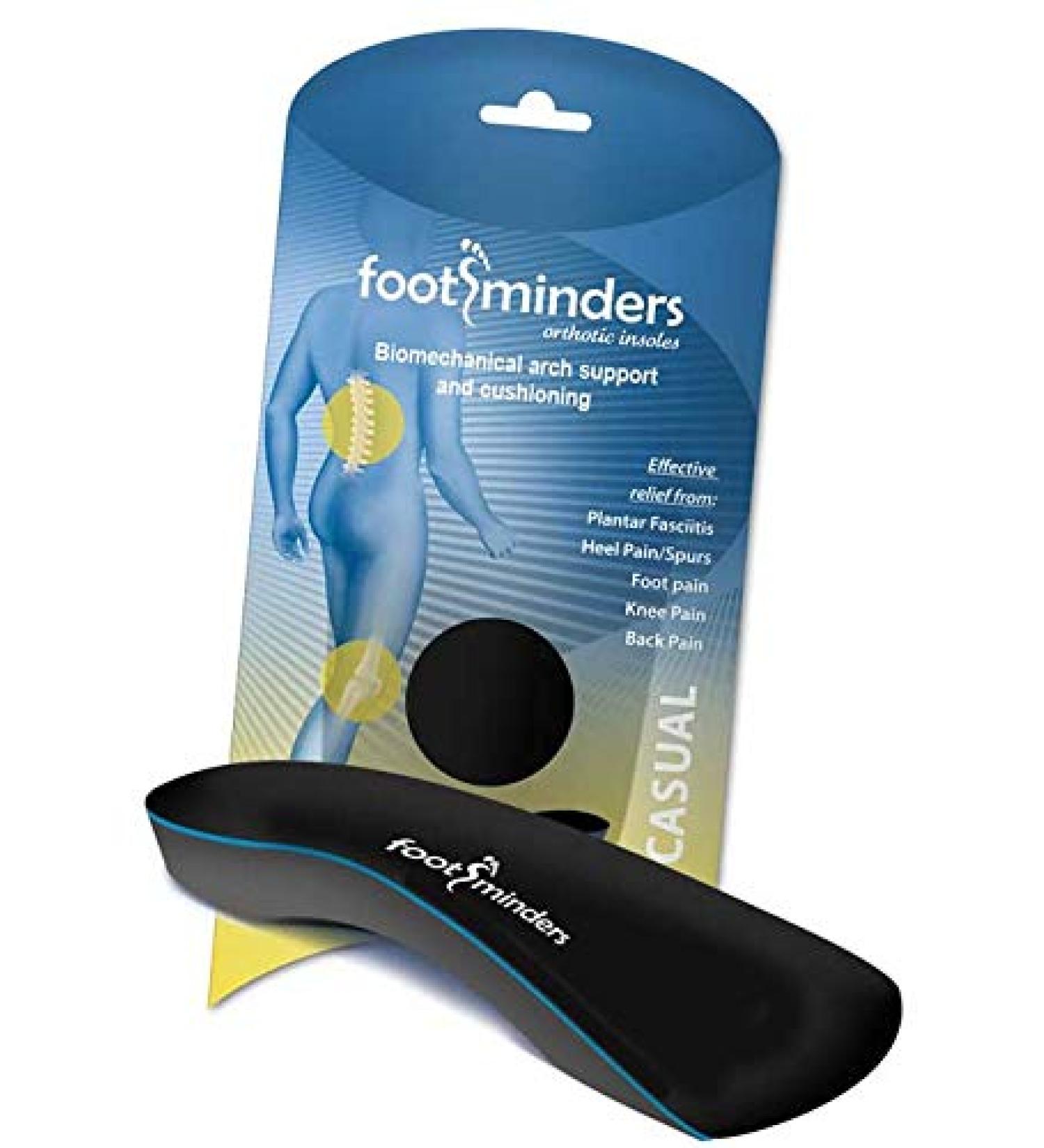 Footminders Casual Orthotic Arch Support Insoles - Small (Men 5-7, Women 6-8) - Relieve Foot Pain from Flat Feet & Plantar Fasciitis - 2 Pack - Buy Online on GoSupps.com