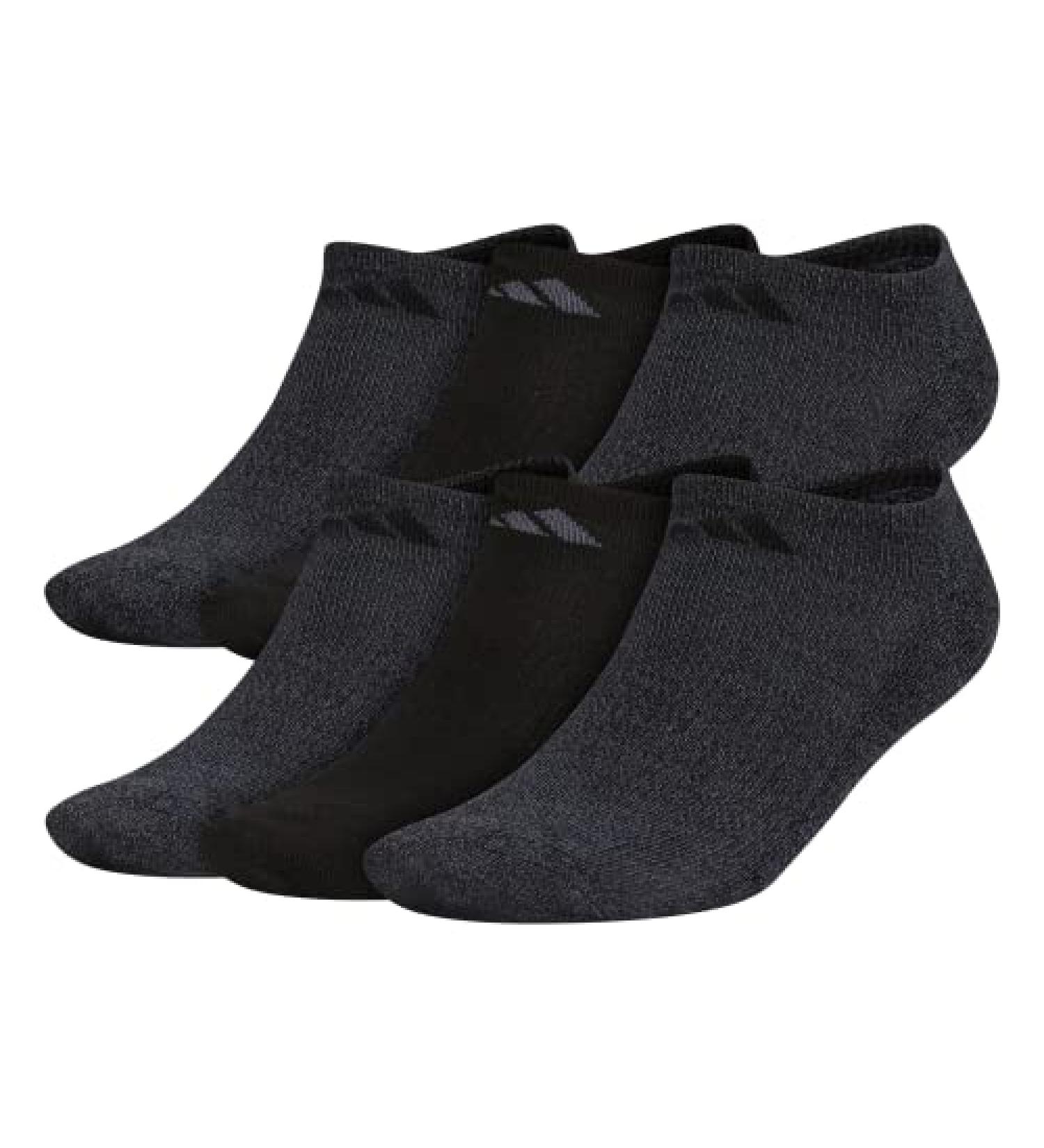 adidas Men's Athletic Cushioned 6-Pack No Show Socks - Black/Onix Grey - Large - Buy Online on GoSupps.com