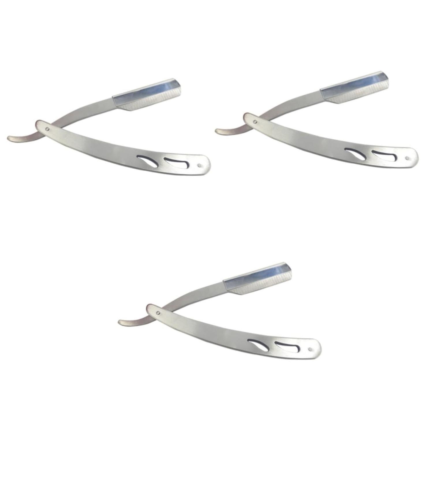FRCOLOR 3pcs Stainless Steel Razor Blade Shaver - Old Fashioned Men's Shaving Tool with Rubber Handle | International Shipping - Buy Online on GoSupps.com