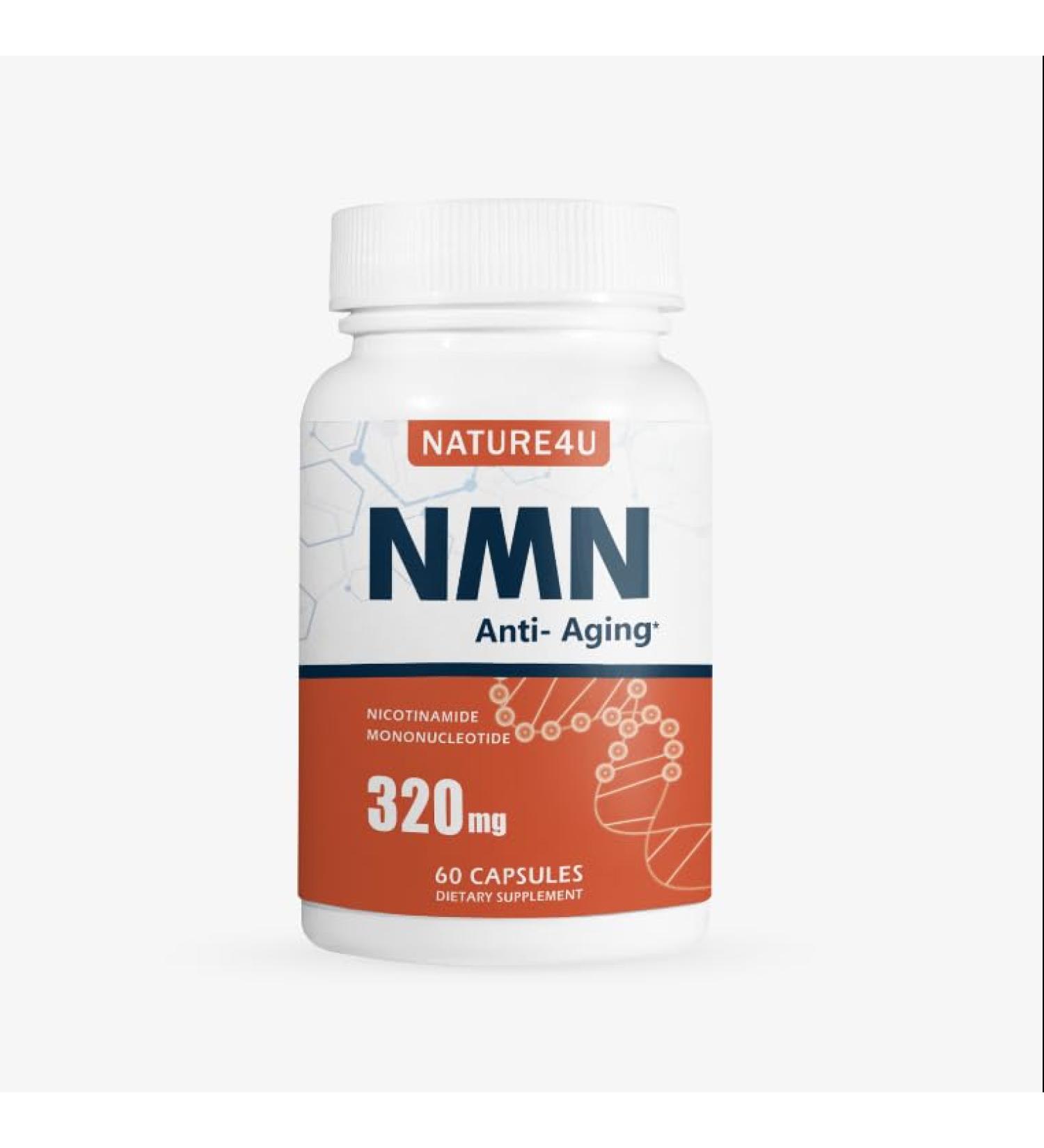 Nature4U NMN (Nicotinamide Mononucleotide) 320mg NAD+ Alternative Supplement for Anti Aging 30 Capsules | Supports Cellular Energy Muscle & Wellness - Buy Online on GoSupps.com