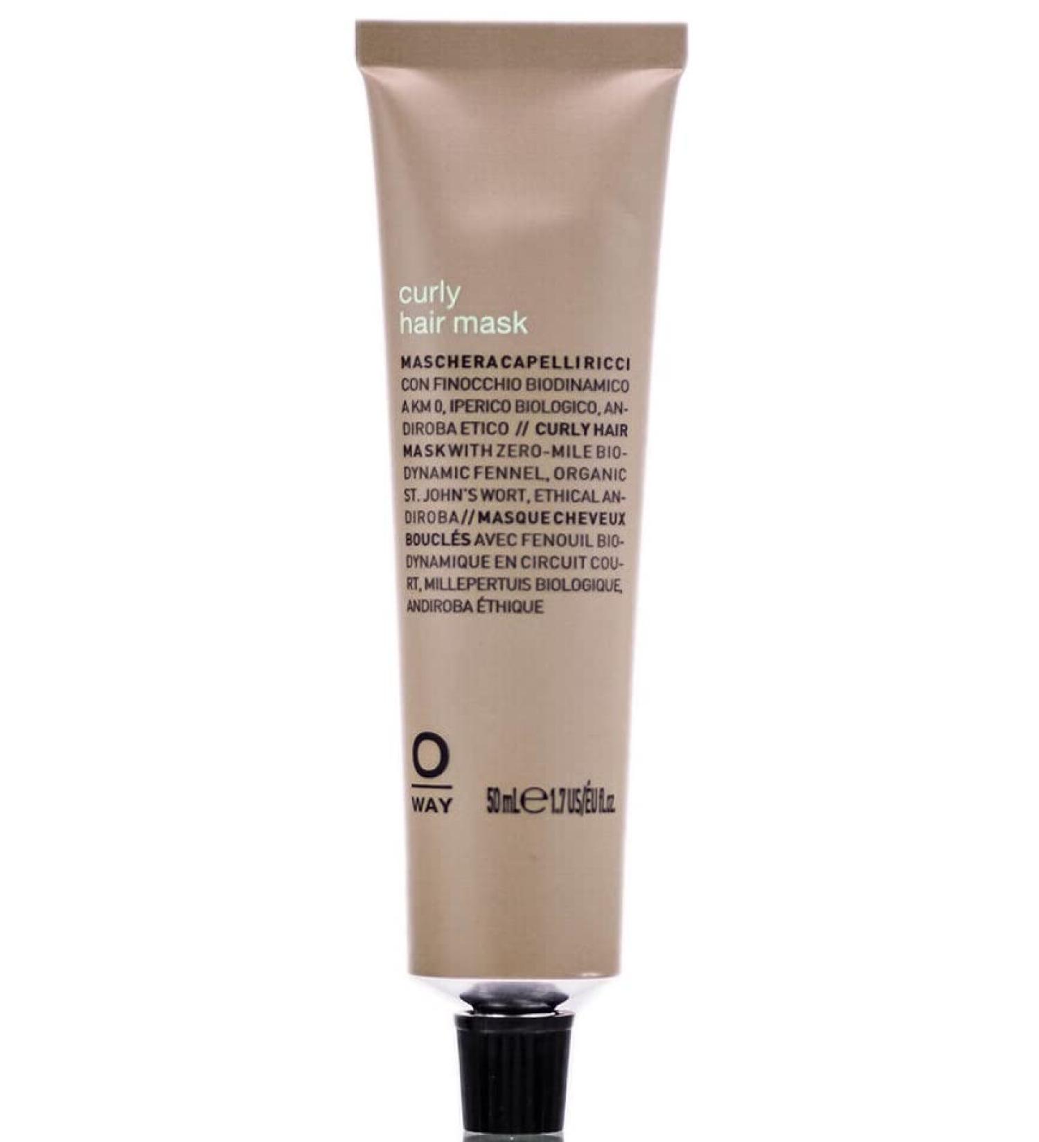 0way CURLY Hair Mask Made in Italy Biodynamic Ingredients Hair Curls Masque Conditioner Treatment (1.7 oz - TRAVEL SIZE)