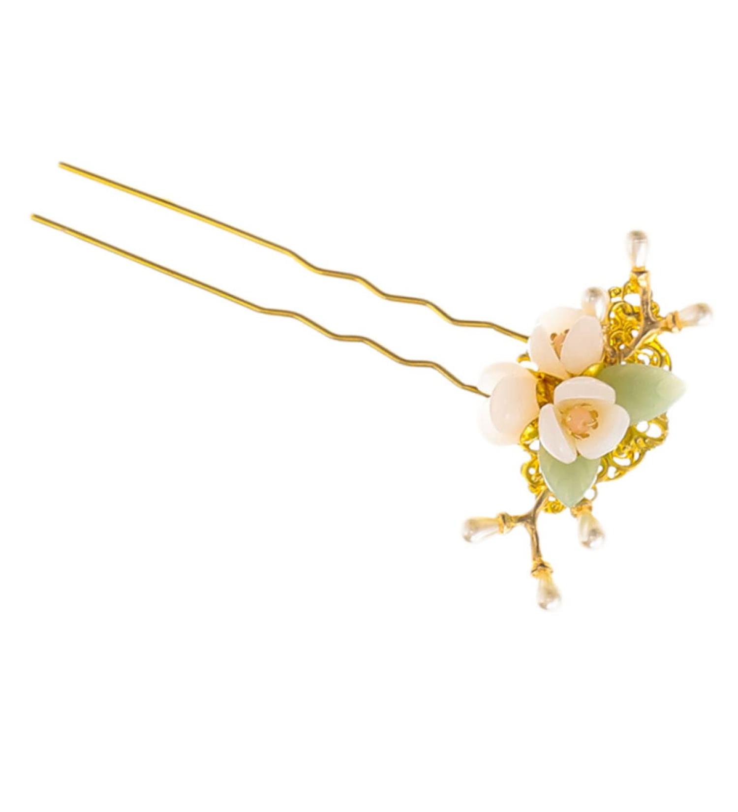 minkissy Head Elegant Chinese Sticks Updo Clips Bridal Chopsticks U Pin Lady Headwear Girls Floral Pearl Accessories Women Traditional Stick Tassel Hairpin Handmade Retro Vintage - Buy Online on GoSupps.com