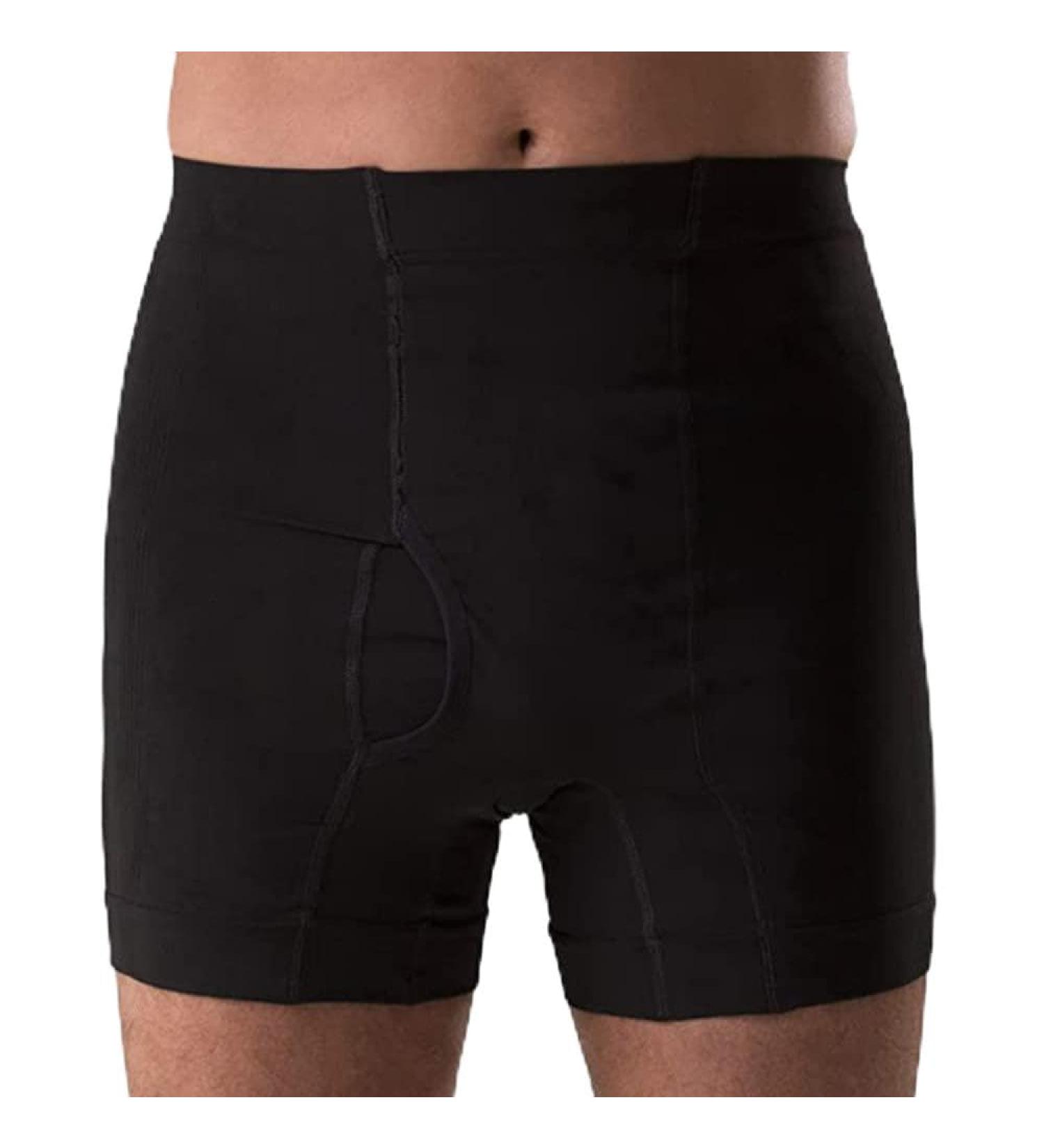 Corsinel Men's Boxer Shorts for Stoma & Hernia - Discrete Supportive Underpants Seamless Stretch Black 2X Large - Pack of 1 - Buy Online on GoSupps.com