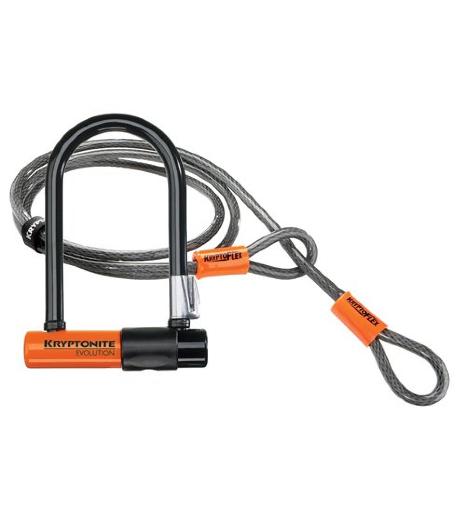 Kryptonite Evolution Mini 7 Lock with 4 Foot Kryptoflex Cable Combo - Black/Orange - Buy Online on GoSupps.com