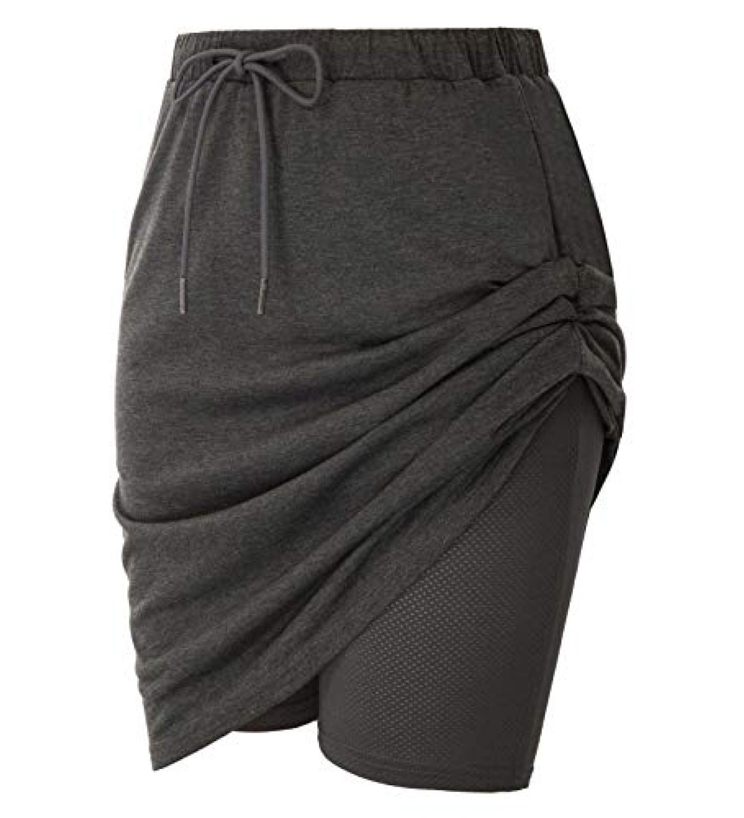 JACK SMITH Women's Stretchy Knee Length Athletic Skort with Drawstring Waist and Pockets - Deep Gray - Size XX-Large - Buy Online on GoSupps.com