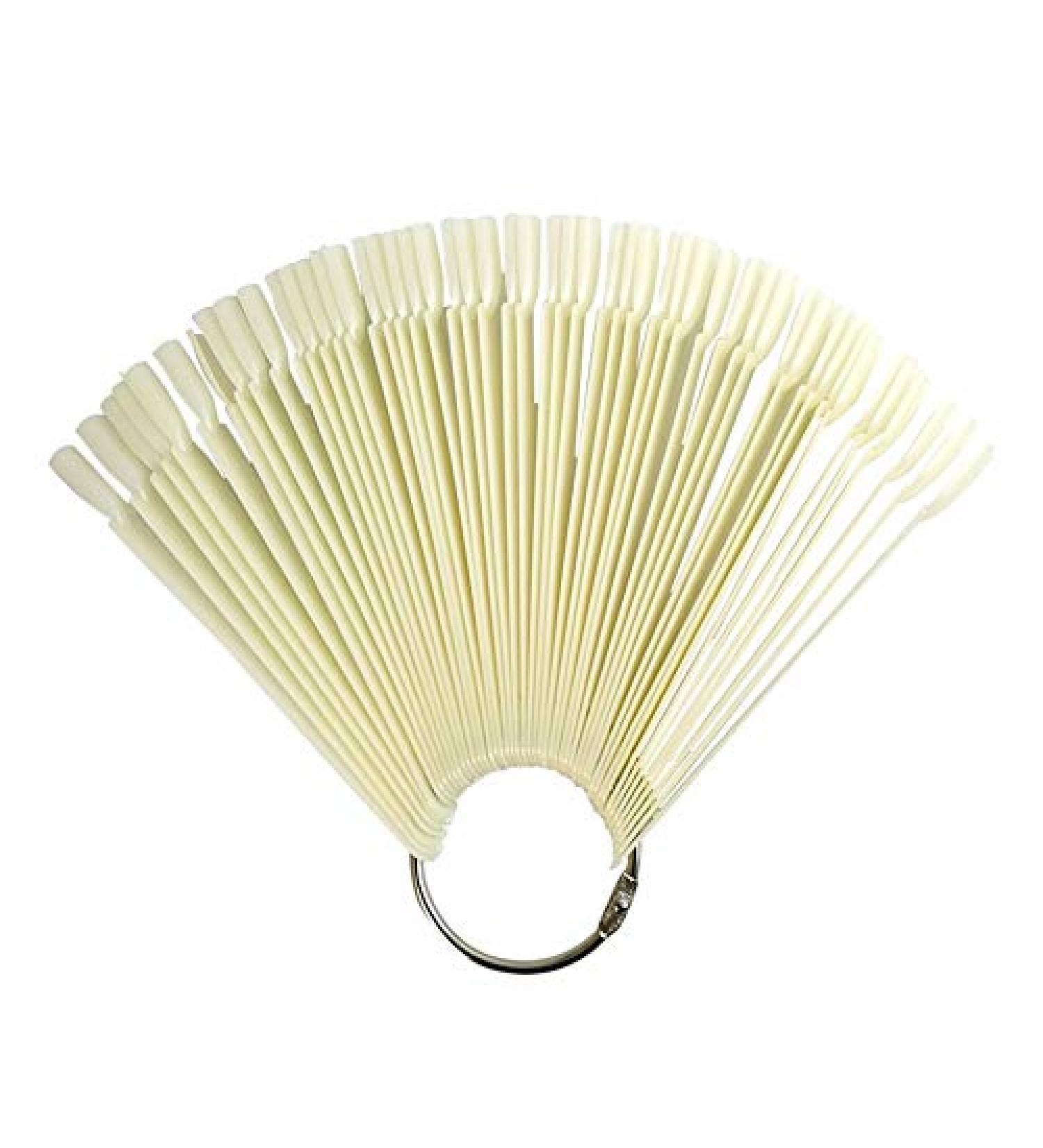 Harlington Group Natural Nail Wheel Art Tips 50 Pcs Colour Display Ring Clear Pop Swatch Sticks Fake Nail Gel Polish Fan Practice Starter Ring Palette Wheel Natural