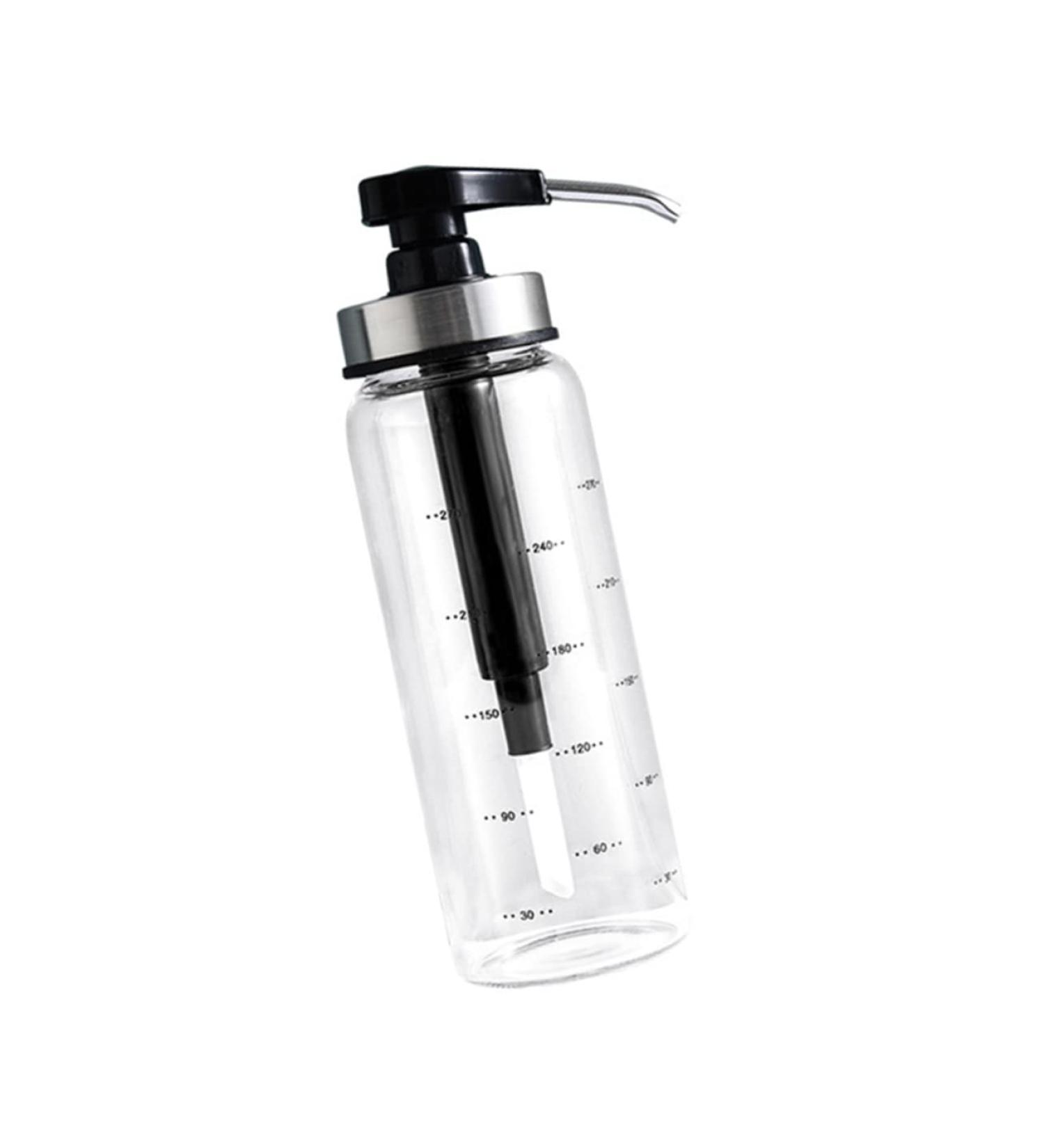 COLLBATH Canning Jars Clear Vinegar Container Honey Storage Containers Salad Sauce Bottle Honey Glass Dispenser Liquid Dispenser Oil Vinegar Cruet Syrup Bottle Press Mouth Stainless Steel 22.5x6x6cm Black - Buy Online on GoSupps.com