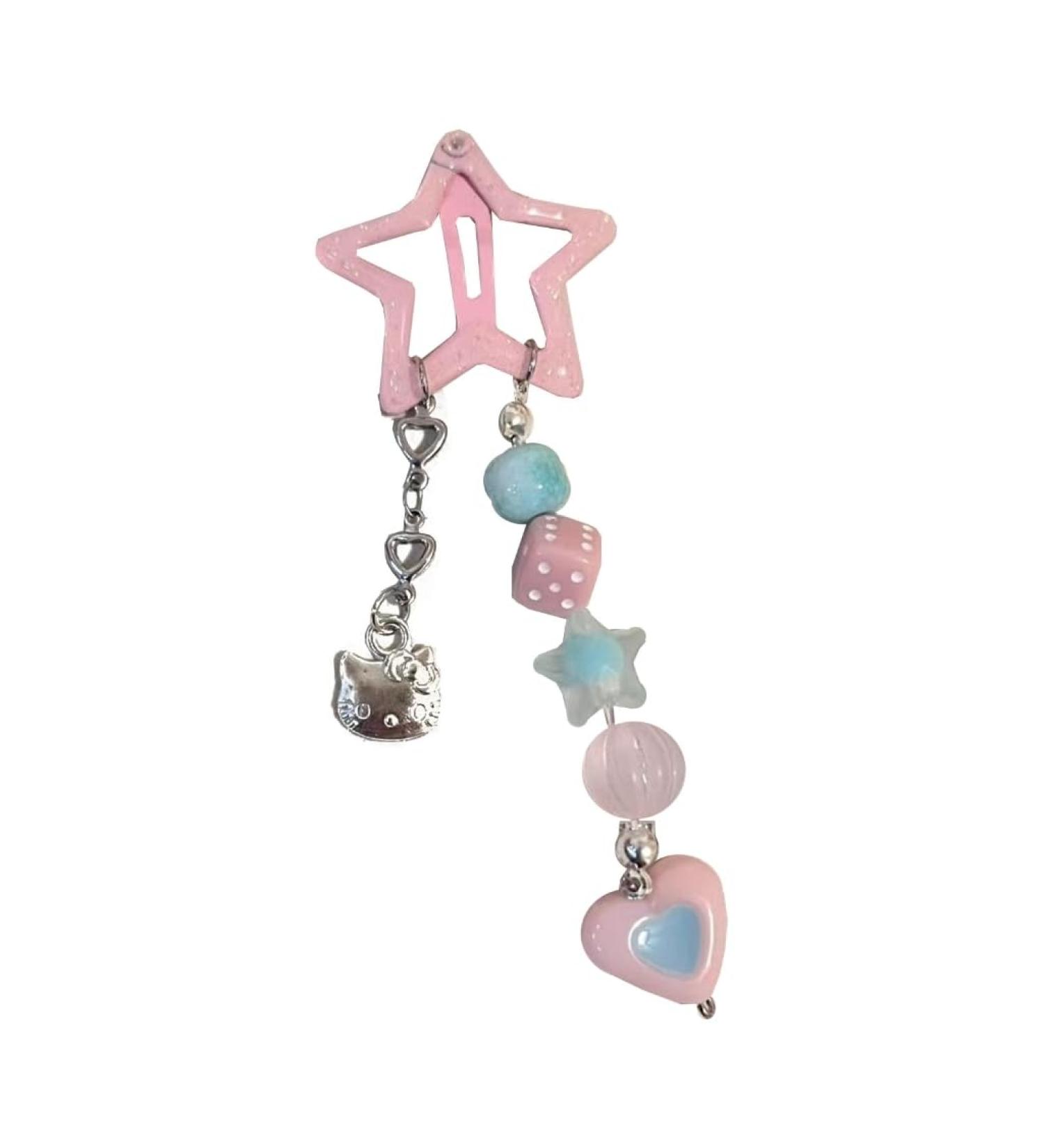 xbiez Y2K Beads Pendant Star Shape Hair Clip Summer Hair Clip for Woman Girls Taking Photo Bangs Hair Barrettes Anti-slip Pink - Buy Online on GoSupps.com