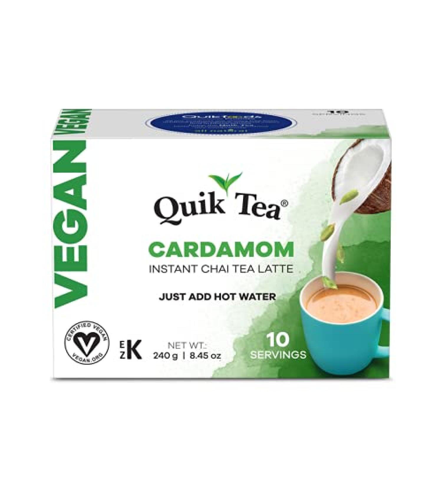 QuikTea Vegan Cardamom Instant Chai Tea Latte - 10 Count Single Box - Buy Online on GoSupps.com