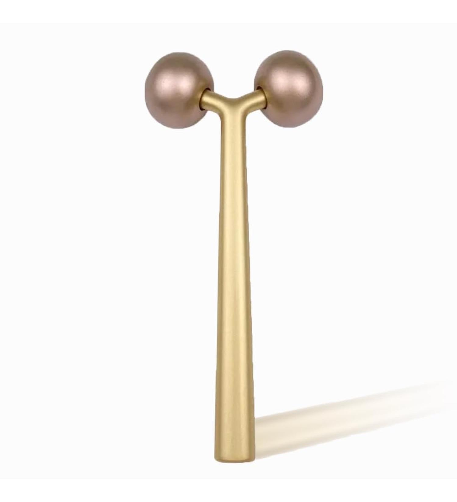 Y-Shaped Facial & Body Roller Massager Tool - Cooling Metal for Puffiness Anti-Aging Skin Tightening & Lymphatic Drainage - Rose Gold - Buy Online on GoSupps.com