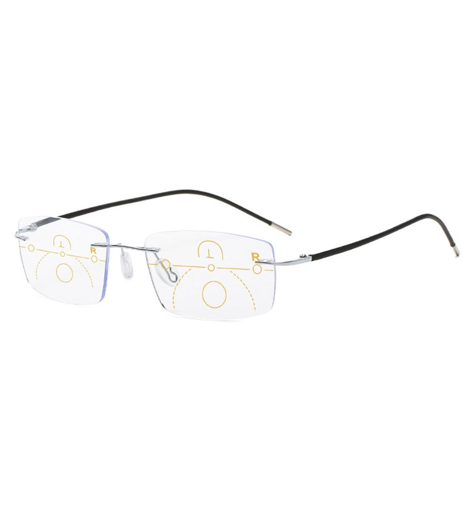 Koosufa Borderless Varifocal Reading Glasses - Progressive Multifocus Anti-Blue Light Frameless Design for Men & Women - Titanium Alloy - Shop Internationally - Buy Online on GoSupps.com