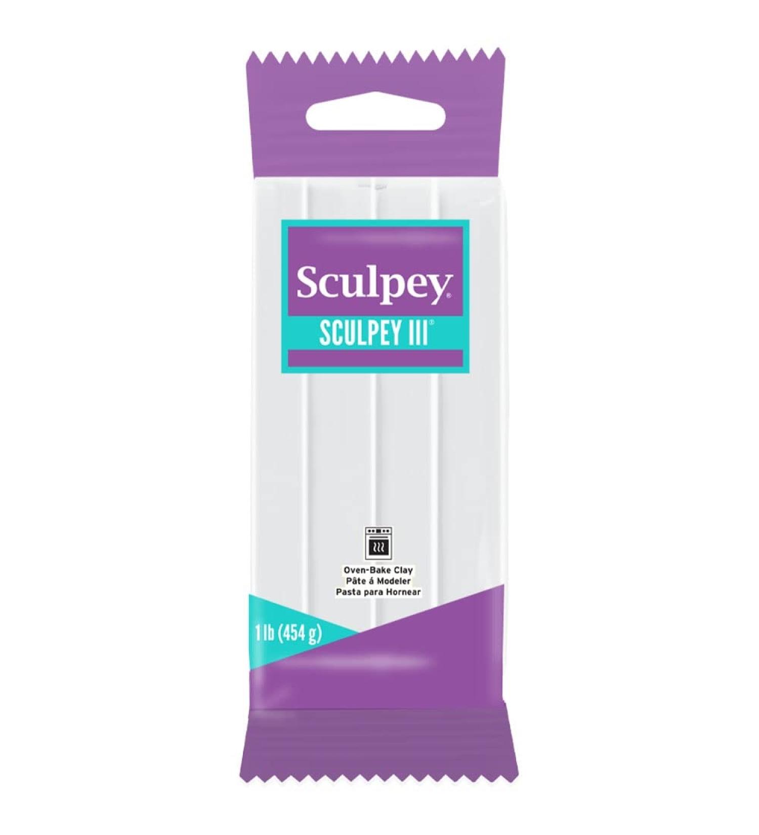 Sculpey III Polymer Oven-Bake Clay  White  Non Toxic  8 oz. bar  great for modeling  sculpting  holiday  DIY  mixed media and school projects. Great for kids and beginners! 1 Pack
