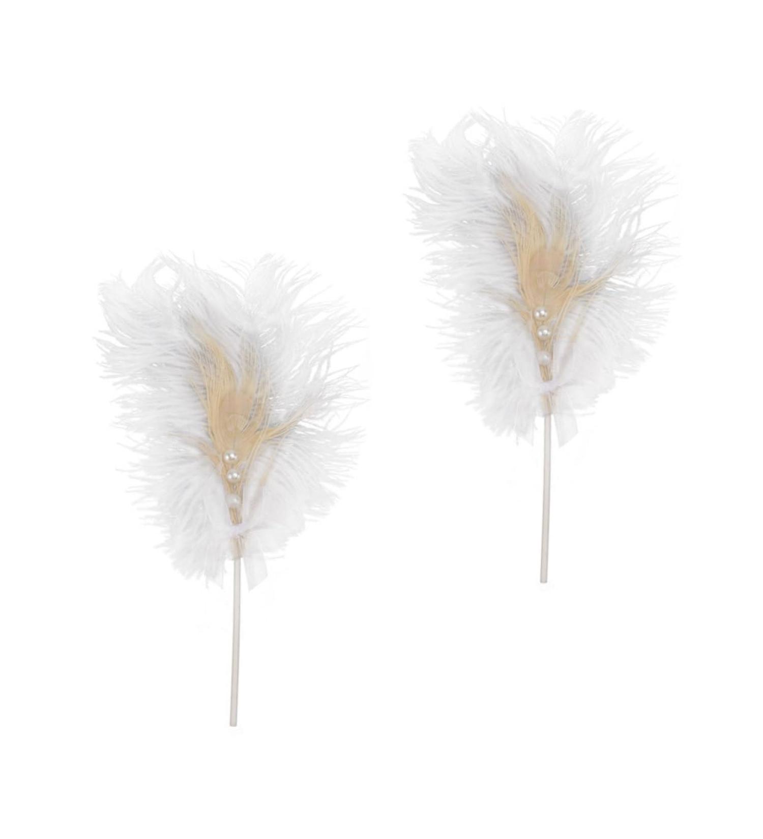 NAMOARLY 2 Pcs Insert Pearl Trim Pearl Decor Beige Decor Ostrich Trim Baking Diy Decor Dessert Inserting Decor Inserting Baking Topper Baking Toppers Insert Card Cake White White 12X5.5CM - Buy Online on GoSupps.com