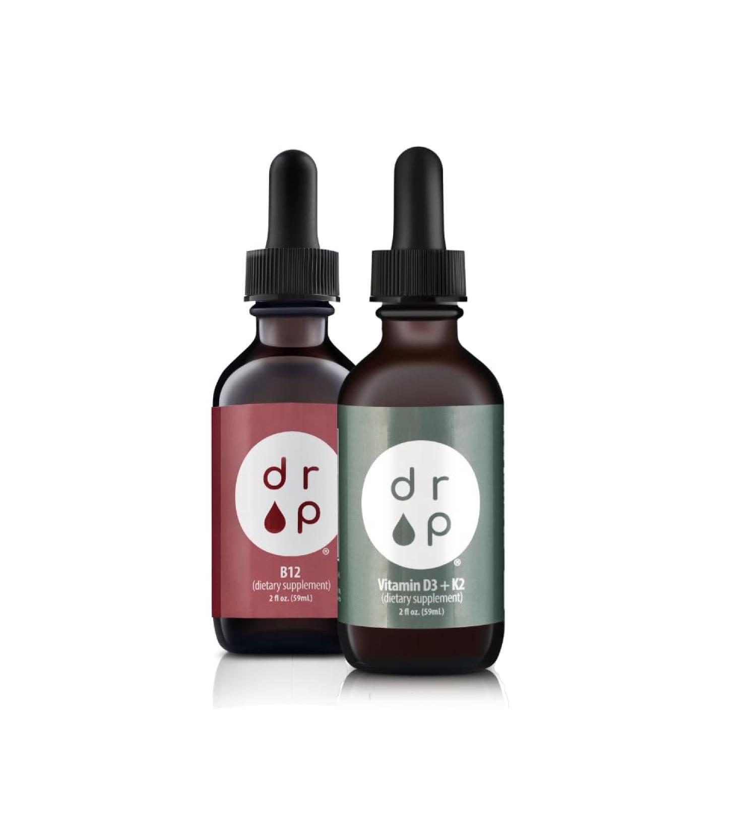 Drop Supplements Vitamin B12 Drops and Vitamin D3+K2 Drops Bundle - Buy Online on GoSupps.com