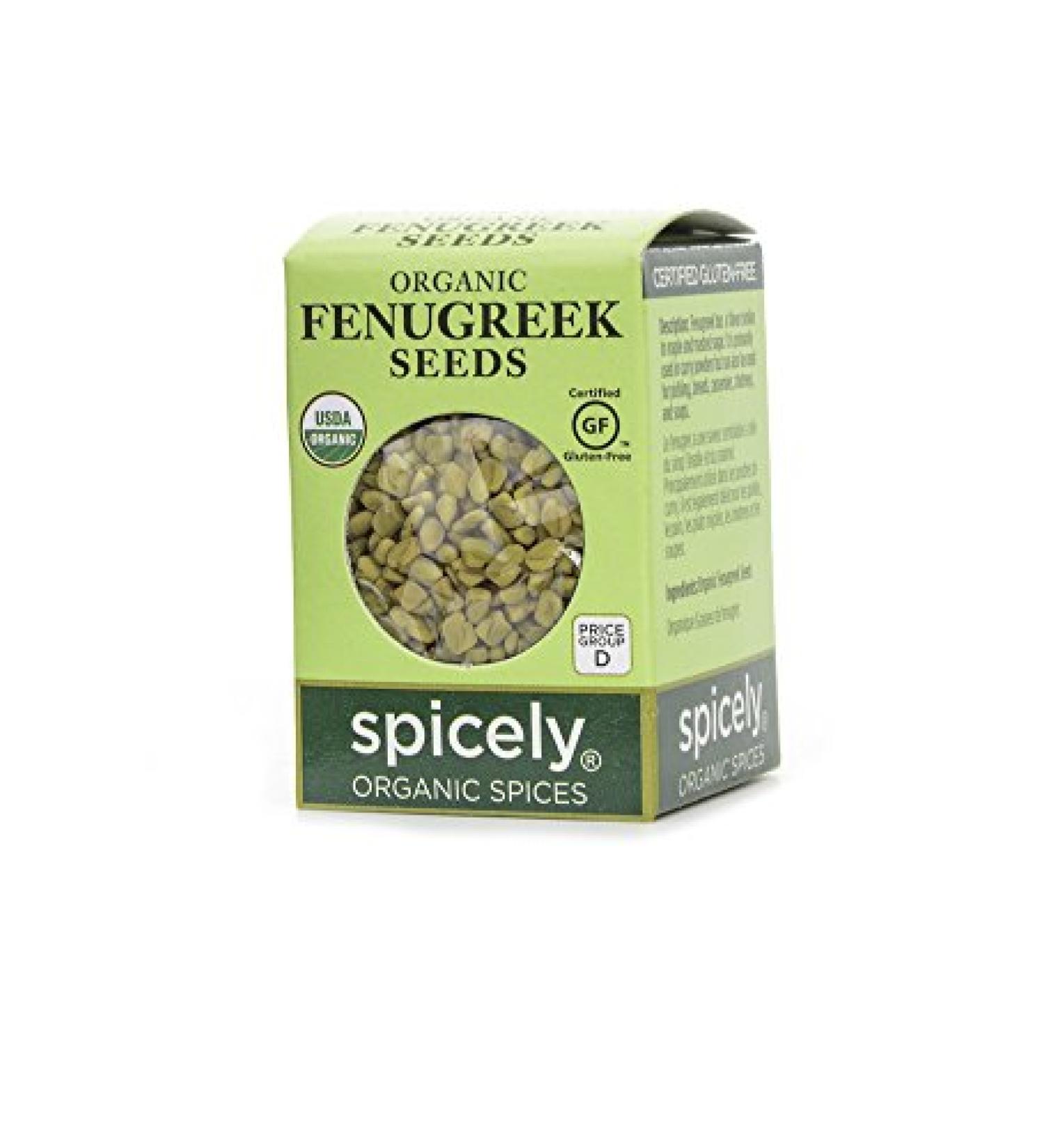 Spicely Organic Fenugreek Seeds - Gluten Free, 0.45 oz EcoBox (Pack of 1) - Buy Online on GoSupps.com