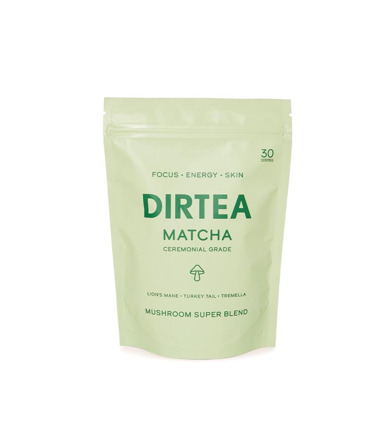 DIRTEA Matcha Powder Super Blend 180g | Organic Ceremonial Grade | Vegan Mushroom Adaptogen Supplement | Long Lasting Energy, Immune & Skin Support | Non GMO | 30 Day Serving - Buy Online on GoSupps.com