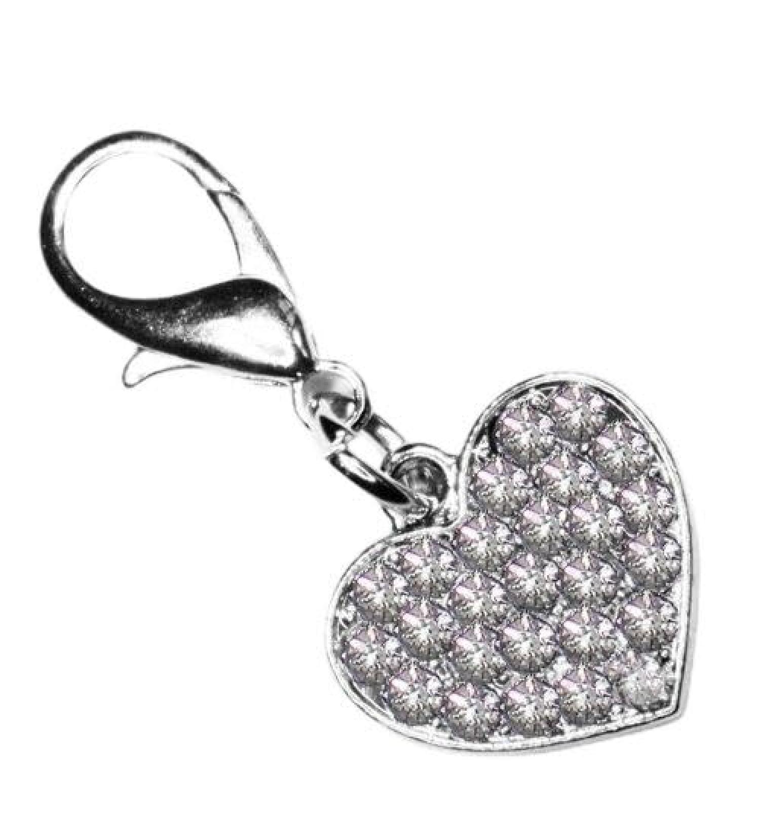 SKS Crystal Diamante Clip On Heart Charm Clear