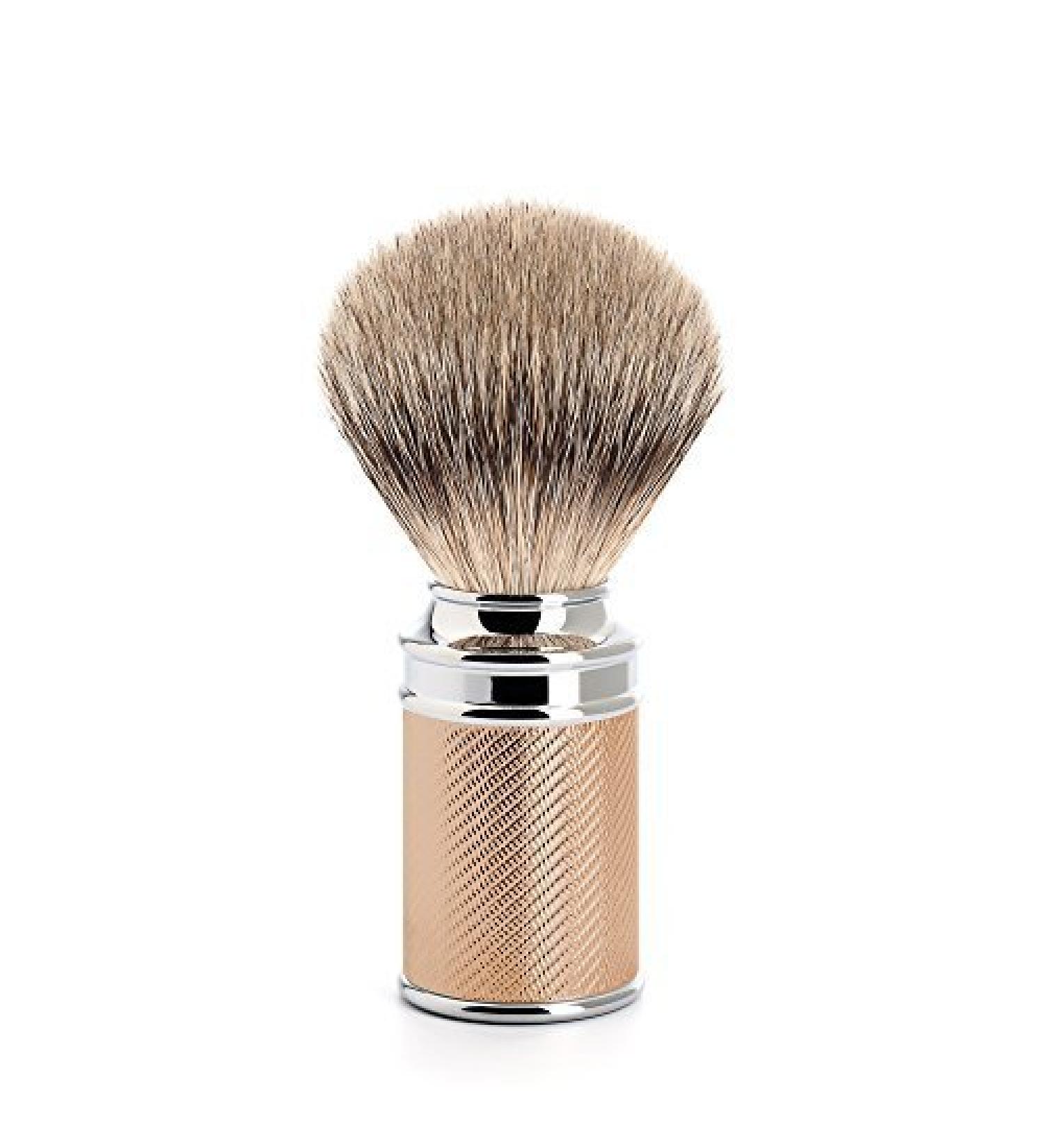 M hle TRADITIONAL -Shaving brush silvertip badger metal red gold 091 M 89 RG