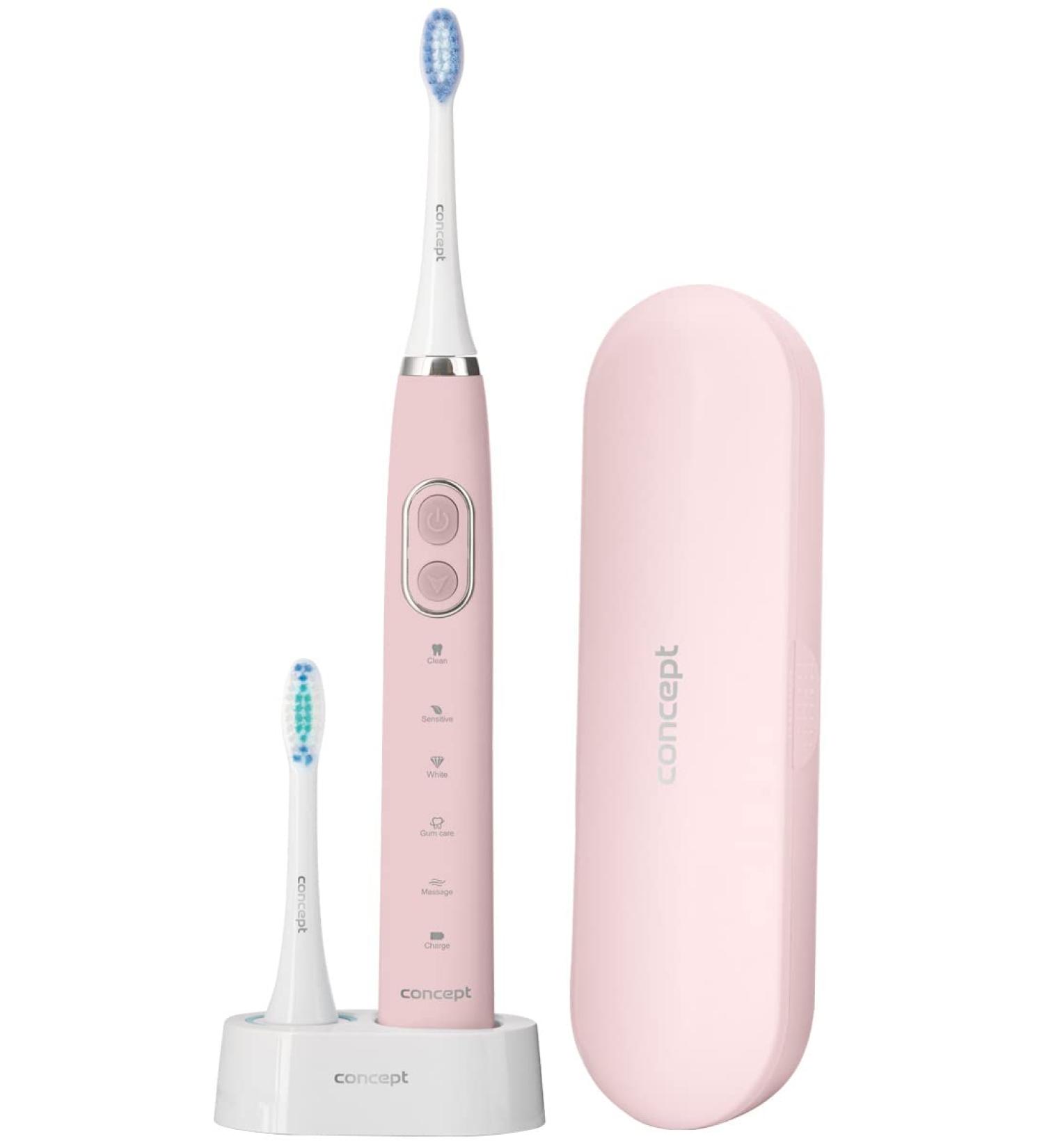 Concept Home Appliances ZK4012 Sonic Electric Toothbrush - Travel Ready 2 Brush Heads (Daily Clean + Sensitive) 38 000 Vibrations/Min Pink - Buy Online on GoSupps.com