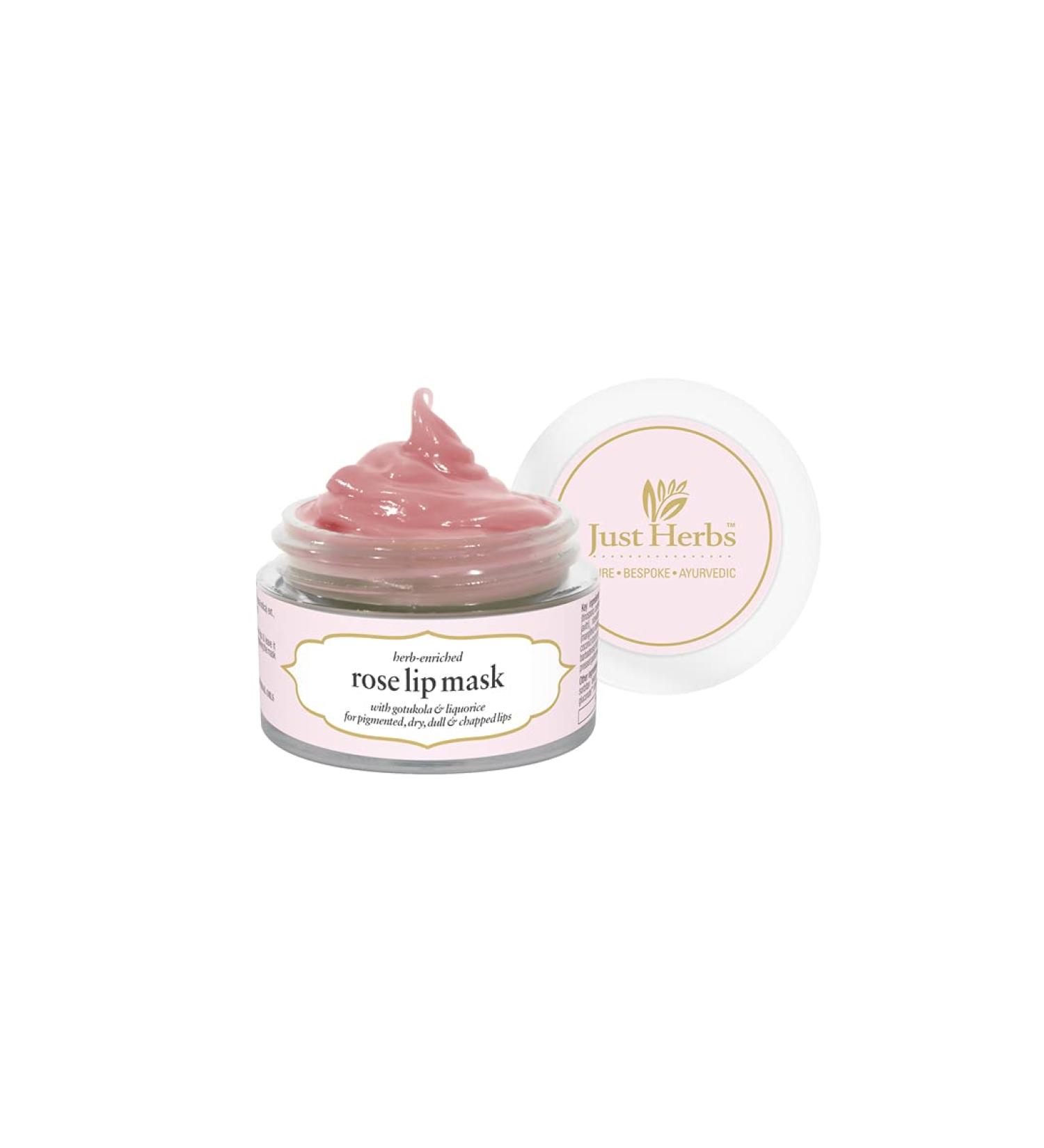 Just Herbs Organic Lip Mask For Dry Pigmented & Chapped Lips - Vegan Moisturizing Lip Mask for Men & Women Rose 15 gm - Buy Online on GoSupps.com