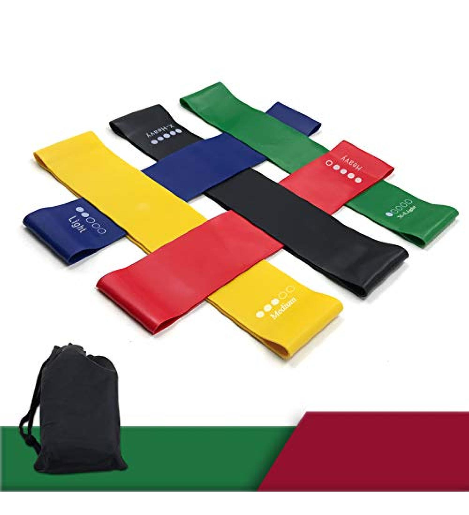 9 Inch Resistance Loops Set of 5 - Heavy Duty Exercise Bands with Carry Bag & Instruction Guide for Home Fitness - Buy Online on GoSupps.com