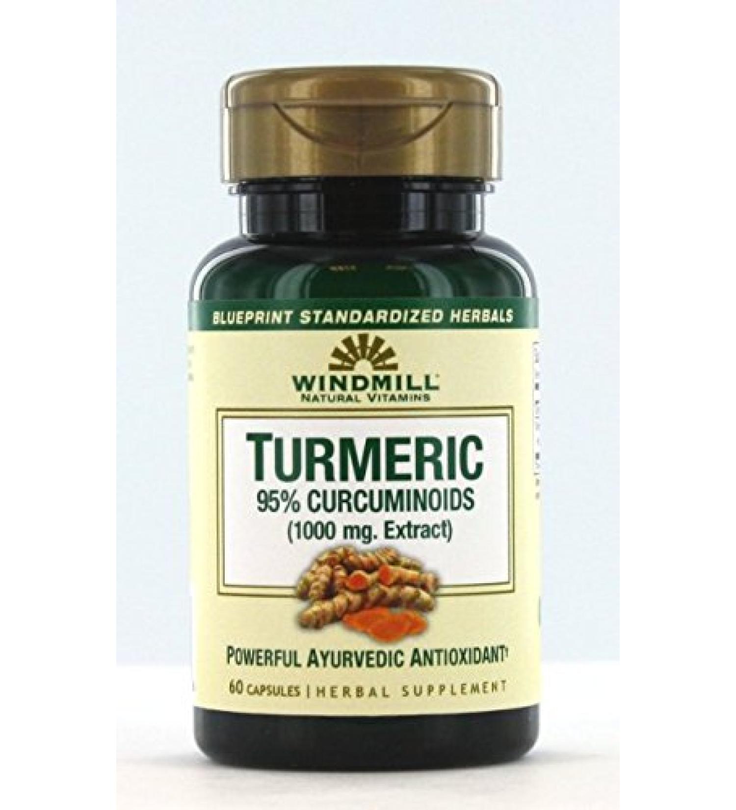 Windmill Tumeric 95 Percent Curcuminoids 1000 Mg Capsules - 60 Ea Pack of 2