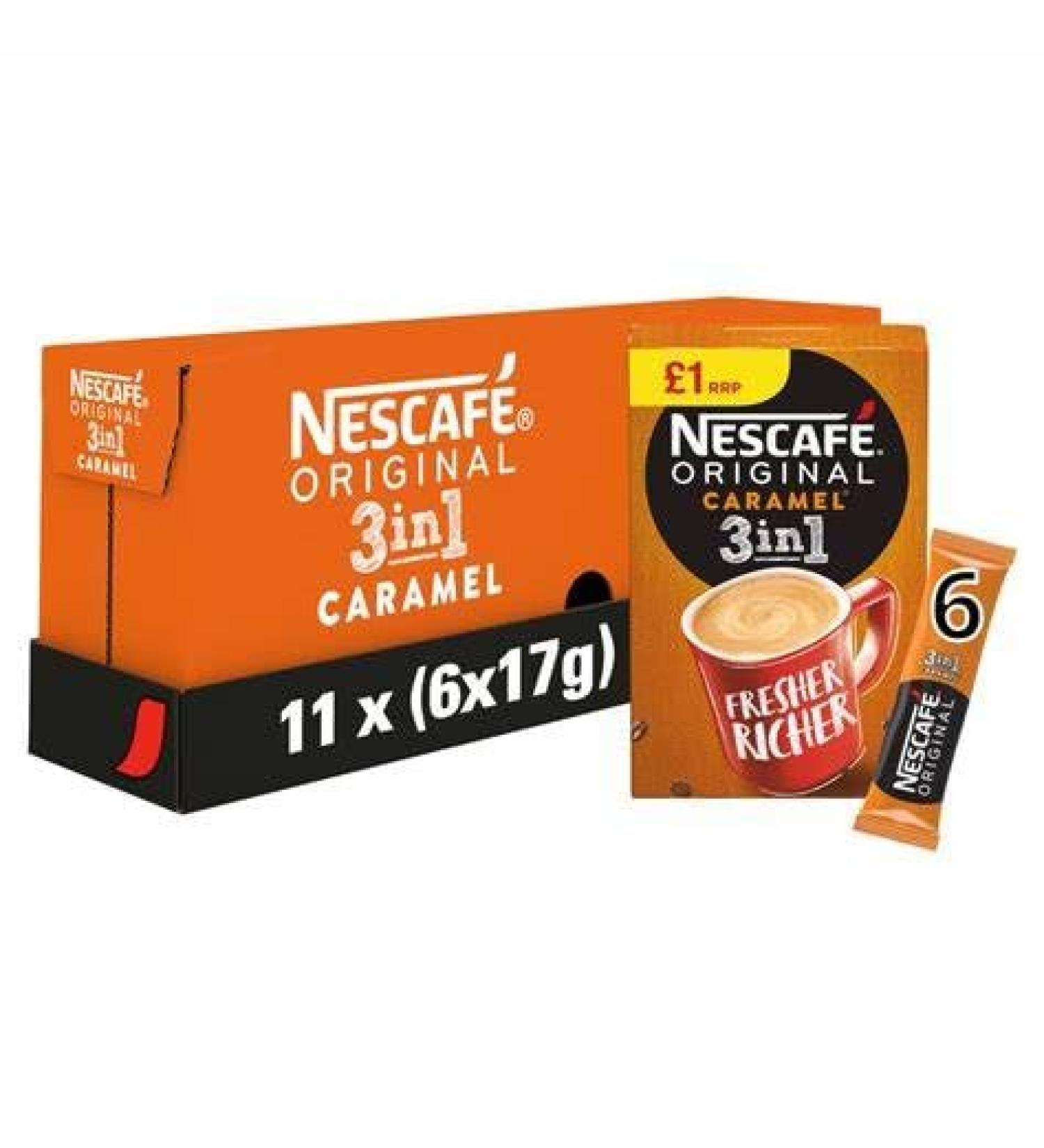 Big pack Original 3 in 1 caramel Instant Coffee 1 Cup Stick 66 Sachets (6 x11) By Shop4Less