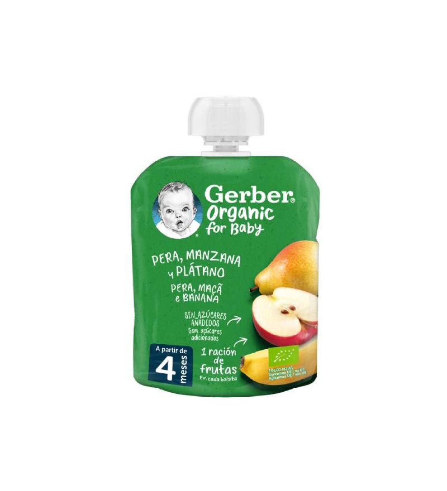 Gerber Pouch Organic Pera Manz Plat 90G
