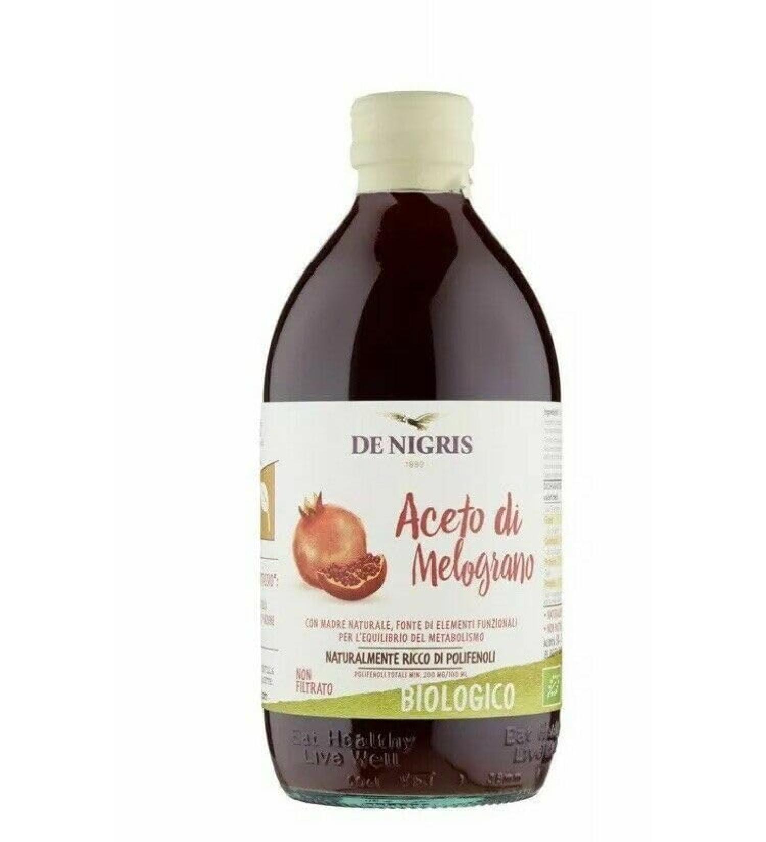 DeNigris Italian Pomegranate Vinegar naturally rich in polyphenols. A delicately flavored condiment ideal for vegetable accompaniments salads fish and sauces. 500 ml