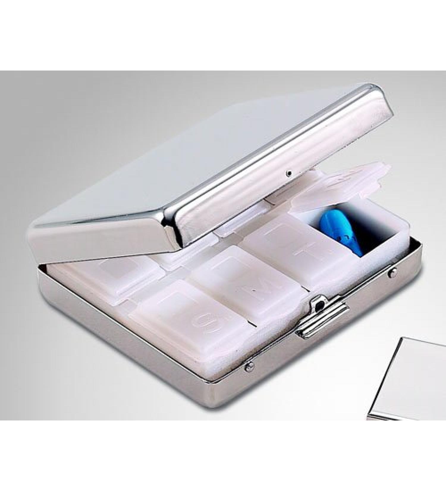 8 Days A Week Pill Box Nickel Plated.