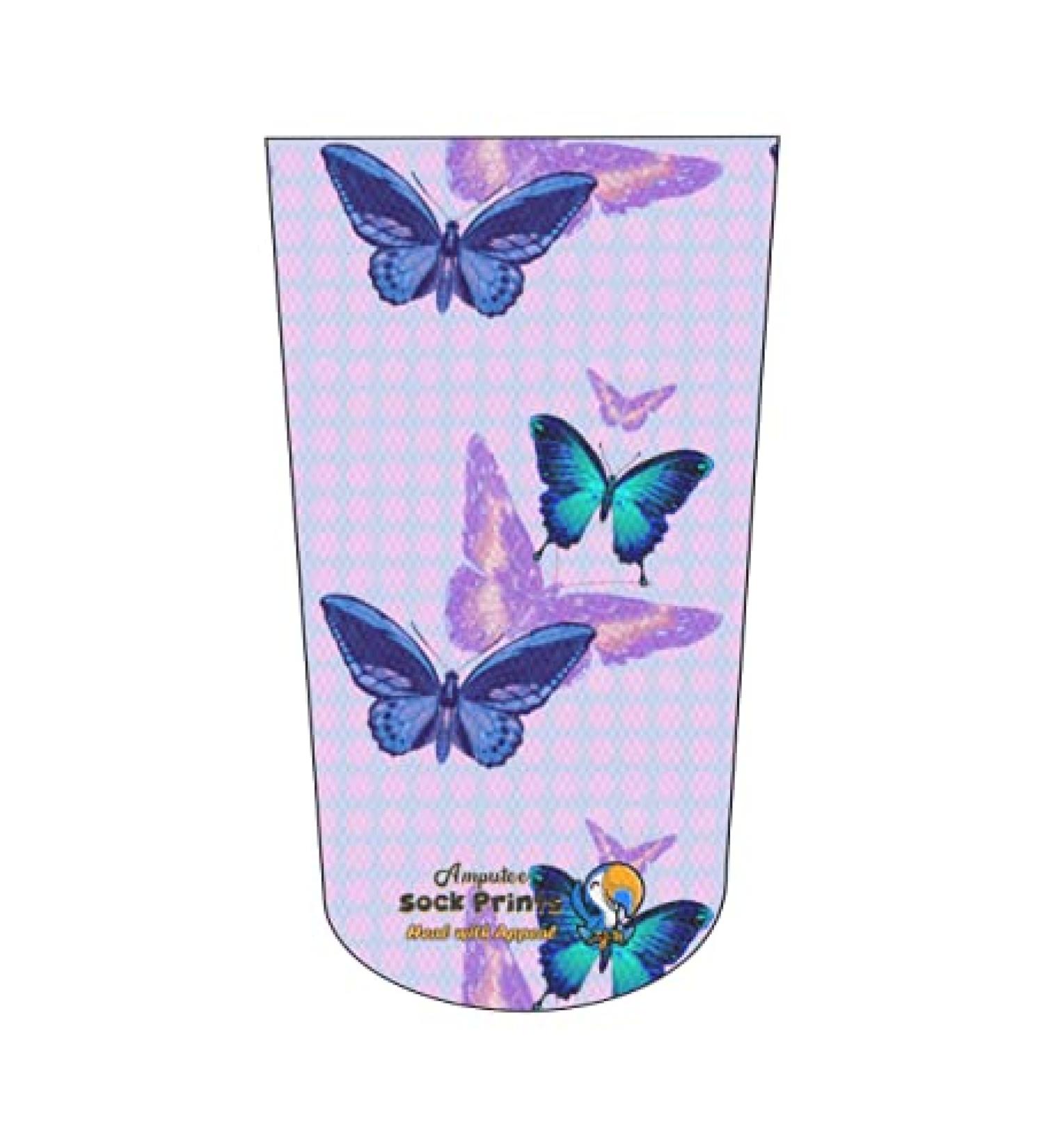 Heal with Appeal Amputee Stump Sock - Butterflies Blue and Purple Pattern V1 - 3Ply - Buy Online on GoSupps.com