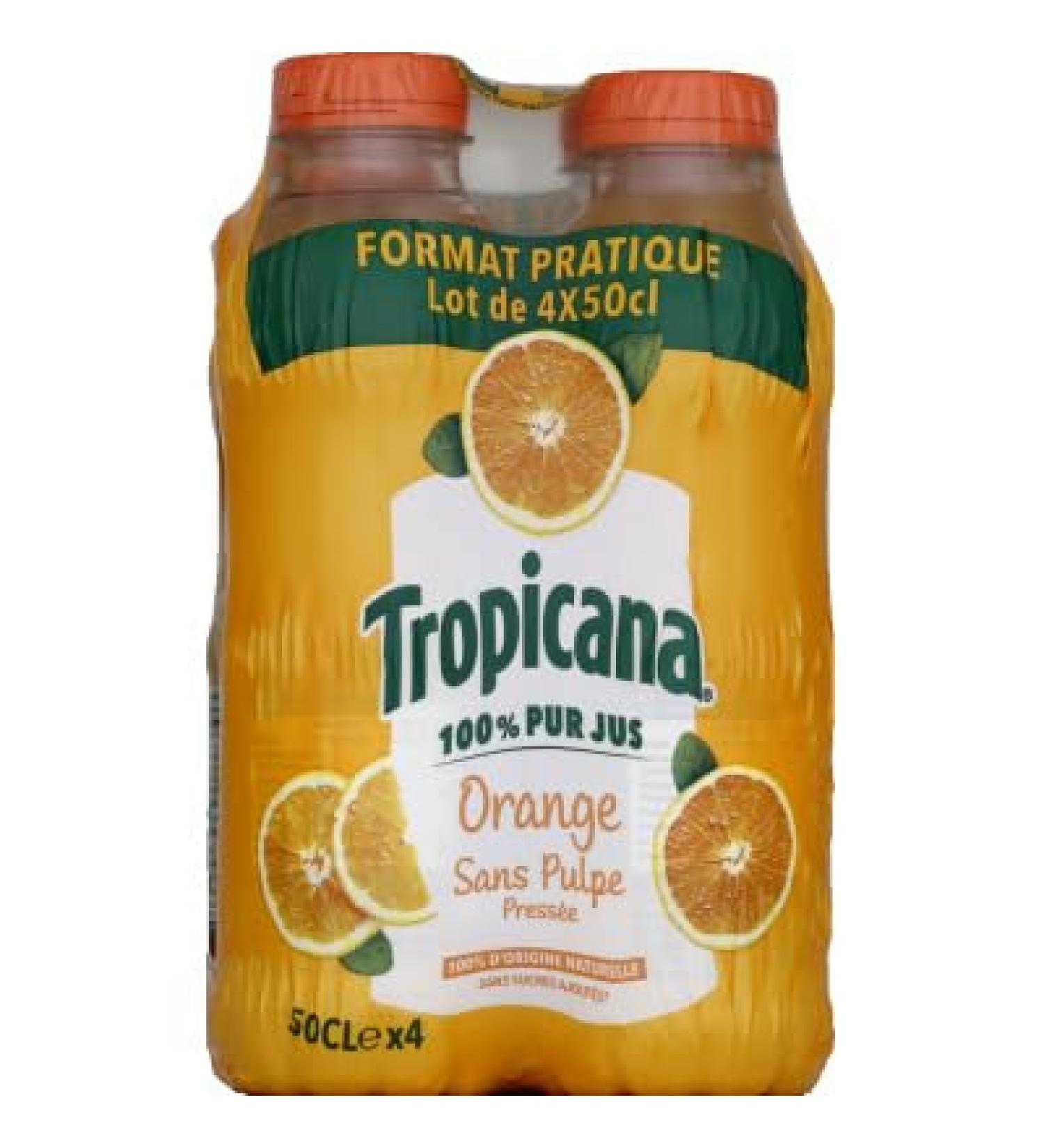 Tropicana Orange 4x50cl Bouteille Jus de Fruit