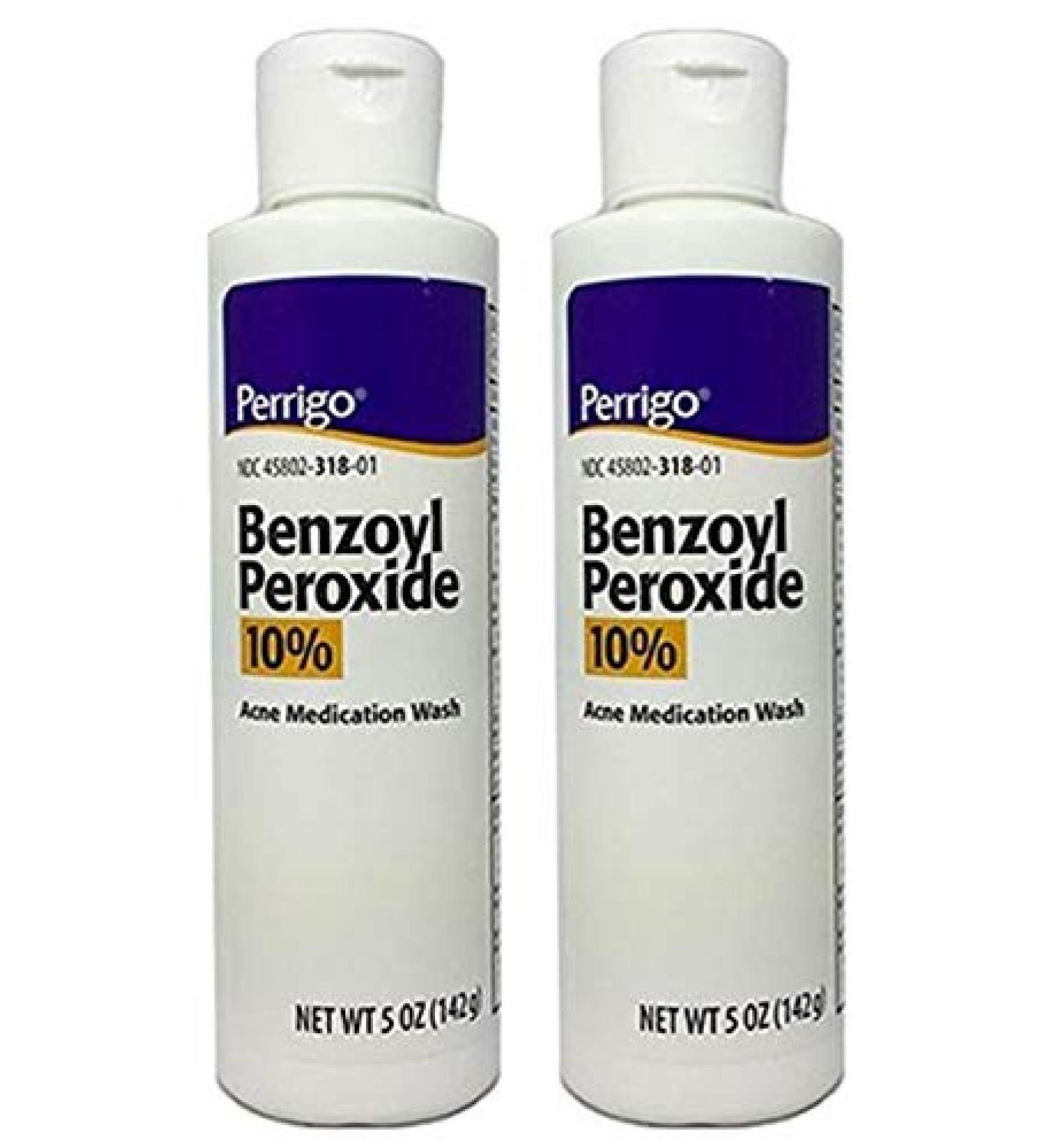 Perrigo 10% Benzoyl Peroxide Acne Medication Face Wash, 5 Oz, 2 Count 5 Ounce